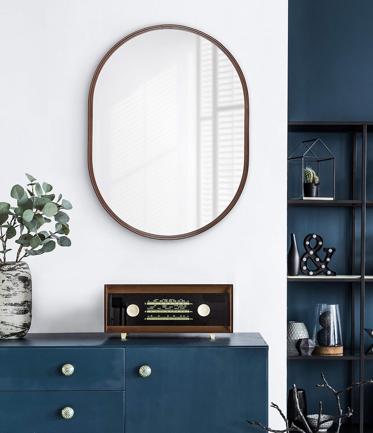 Kate and Laurel Caskill Mid-Century Capsule Wall Mirror, 18 x 24, Bronze, Modern Decorative Mirror for Wall