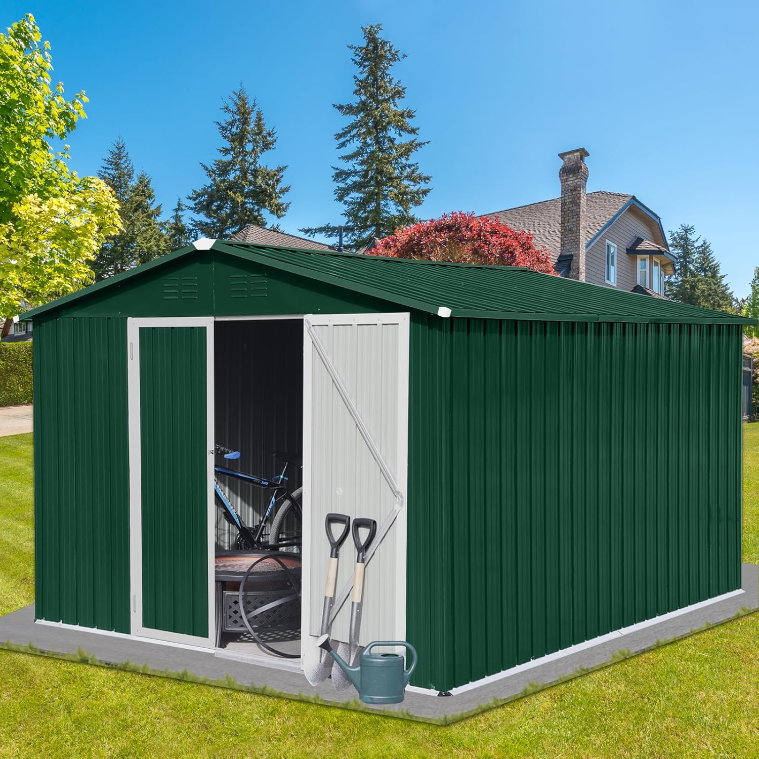Amazon.com : 10X8 FT Outdoor Storage Shed with Floor Frame, Large ...