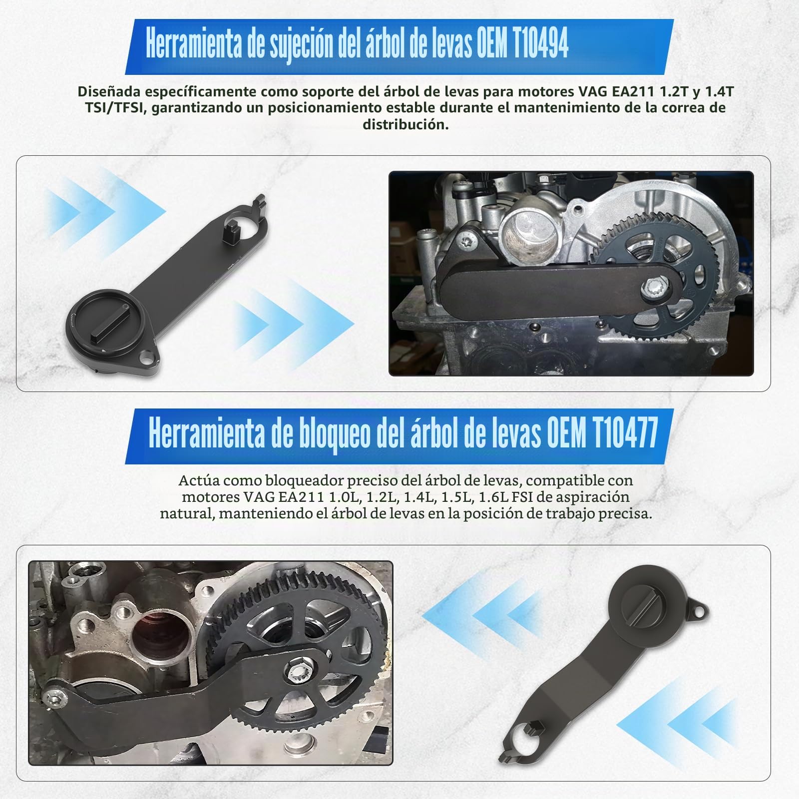 BELEY Juego de Herramientas de árbol de Levas de Correa Distribución del Motor del Automóvil Compatible con VW/New Jetta A3, para Motores VAG EA211 Serie 1.0 1.2L 1.4L 1.4T 1.5T 1.6L FSI TSI TFSI