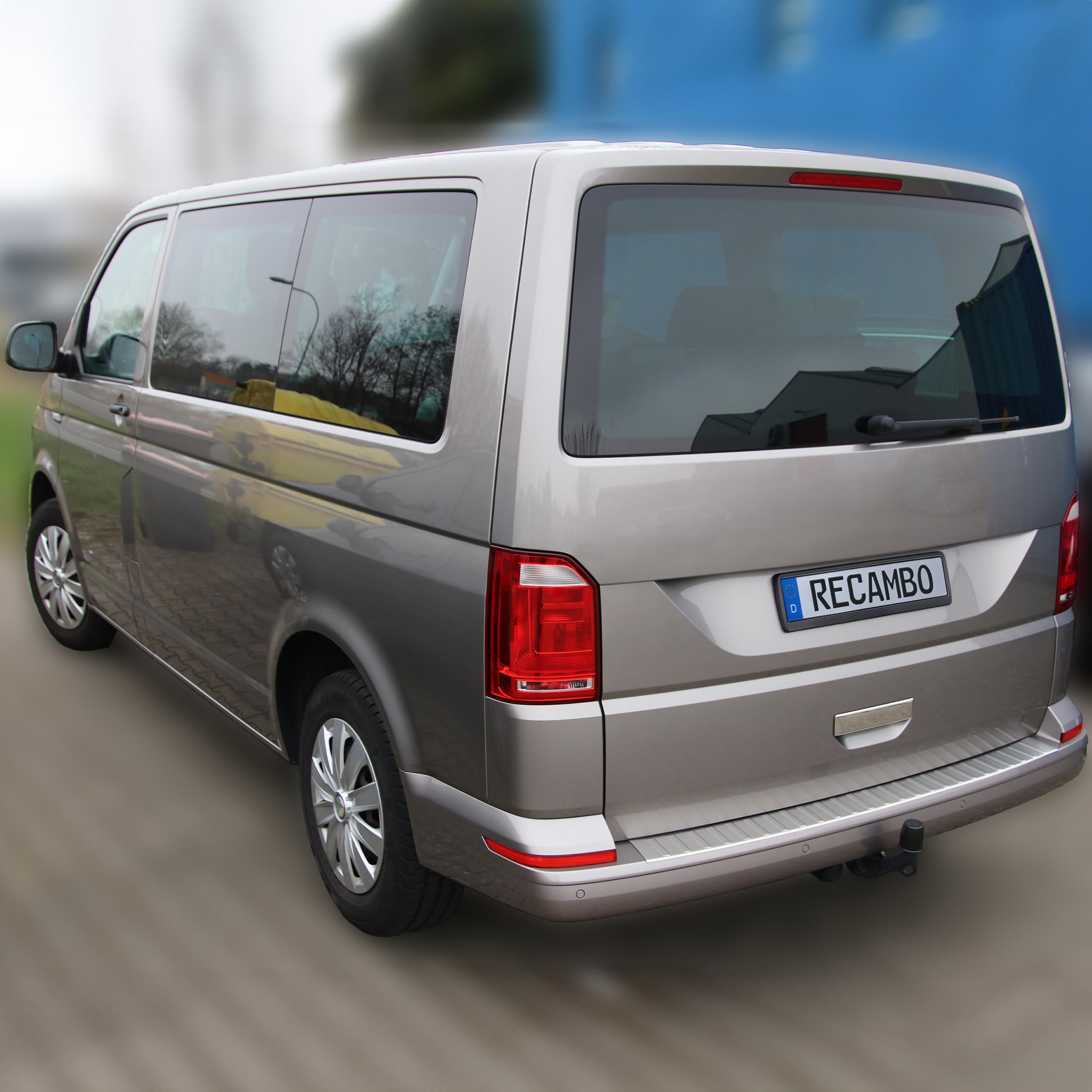 RECAMBO Protezione per paraurti in acciaio inox compatibile con VW T6 | anno di costruzione dal 2015 opaco spazzolato con texture styling e protezione per il paraurti