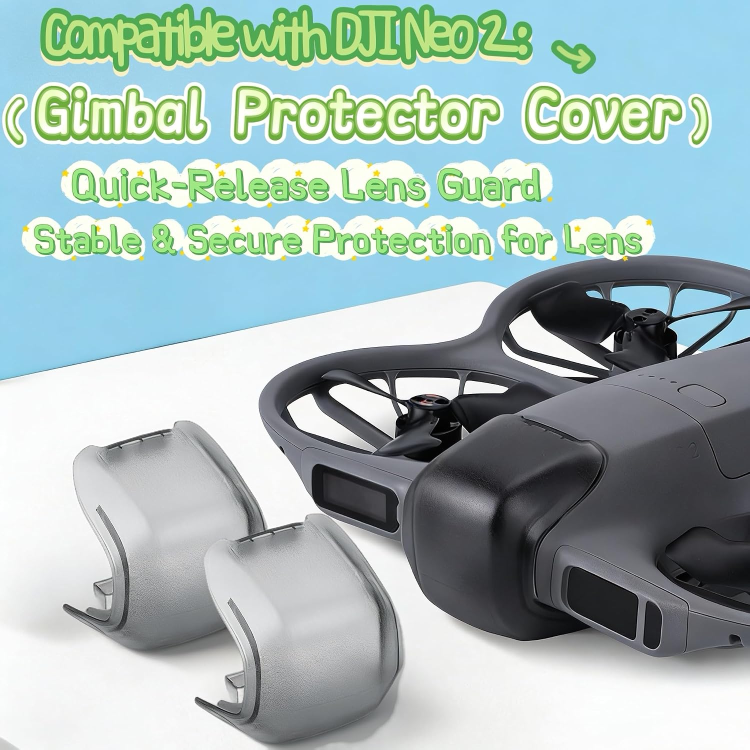 2-Pack Lens Cover for DJI Neo 2 Gimbal Protector Snap Caps - Scratch-Resistant, Crystal Clear PC Cover for Original Case Storage