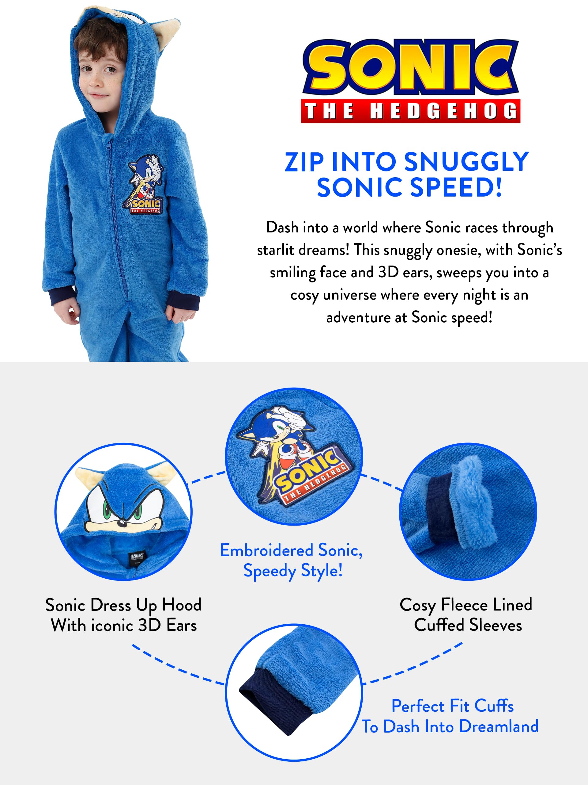 Sonic The Hedgehog Surpyjama Garcon | Pyjama Combinaison Sonic | Grenouillères Garçon Jouet