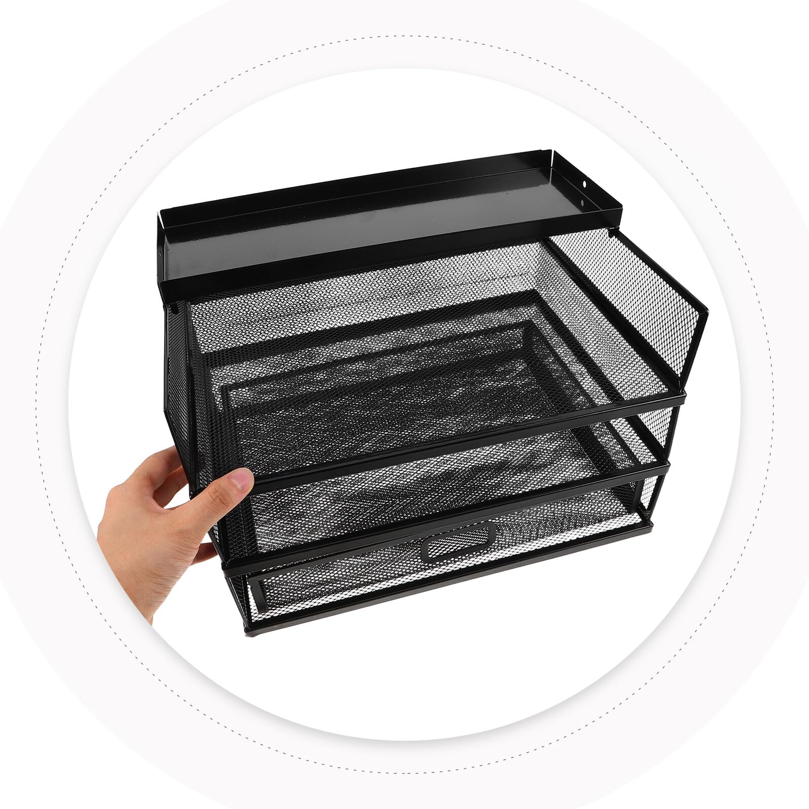 Portadocumenti in metallo a 3 livelli con cestini portaoggetti e porta documenti da scrivania, efficiente classificatore di documenti per casa, ufficio e posto di lavoro, accessori da scrivania