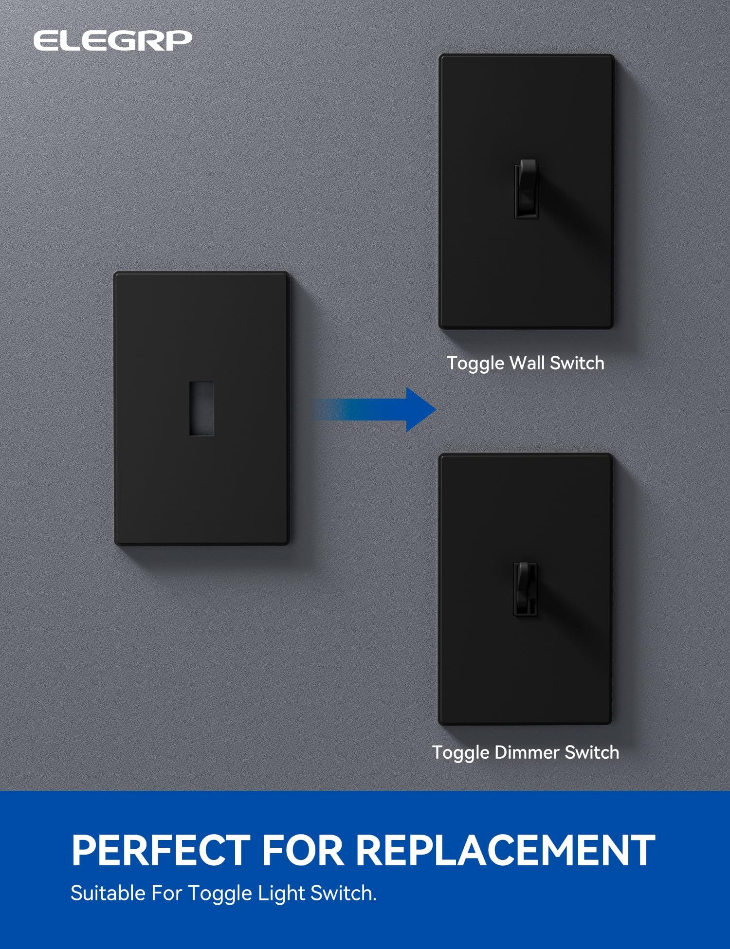 Snapklik.com : ELEGRP 1-Gang Screwless Toggle Wall Plates, Mid-Size ...