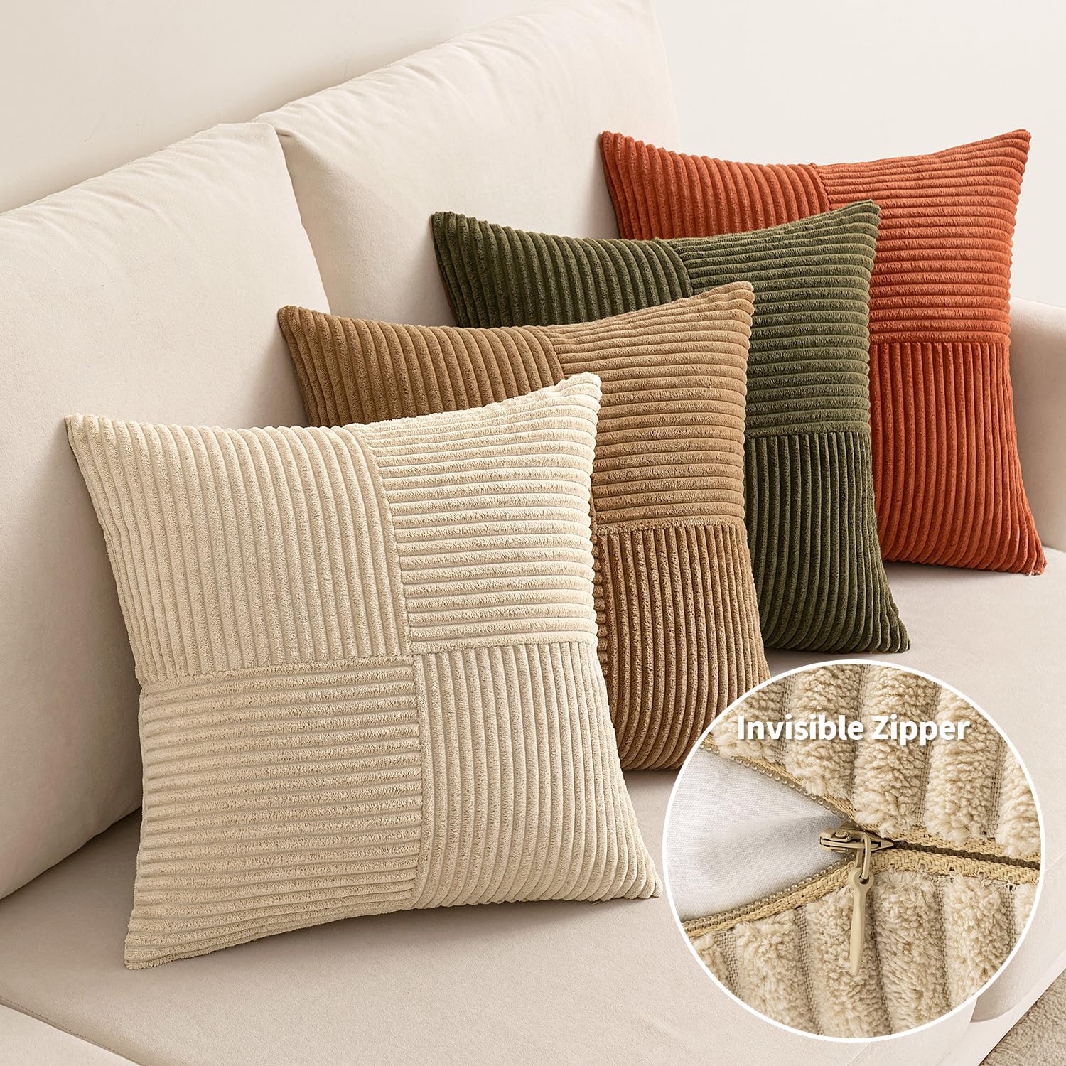 EMEMA Kussensloop ribfluweel, set van 4 stuks, Kerstmis, patchwork
