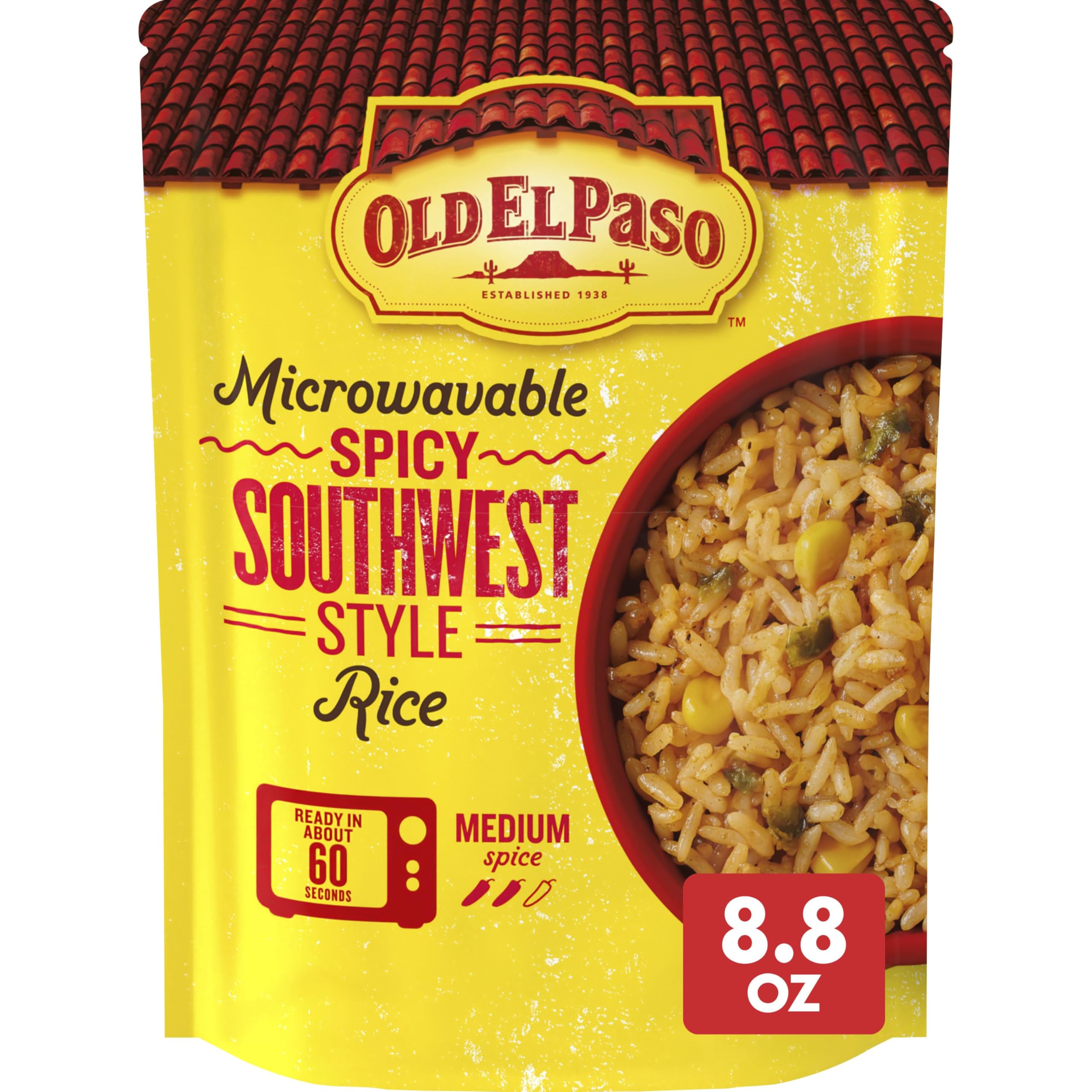 Old El Paso Rice, Spicy Southwest Style, Microwavable Pouch, 8.8 oz