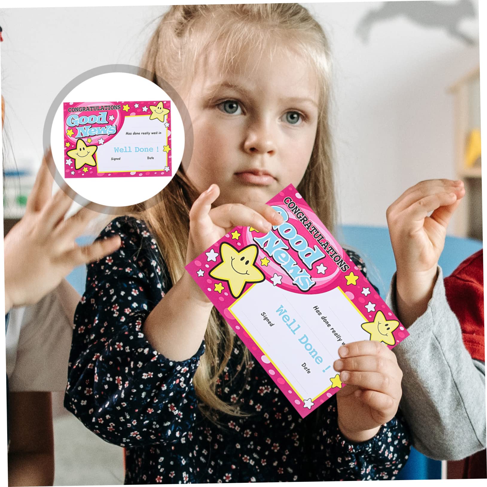 Uonlytech Hojas de Certificados de Premios y Certificados Creativos de Jardín de Infantes en Papel Grueso Púrpura 100 para Niños Ideales para Estudiantes