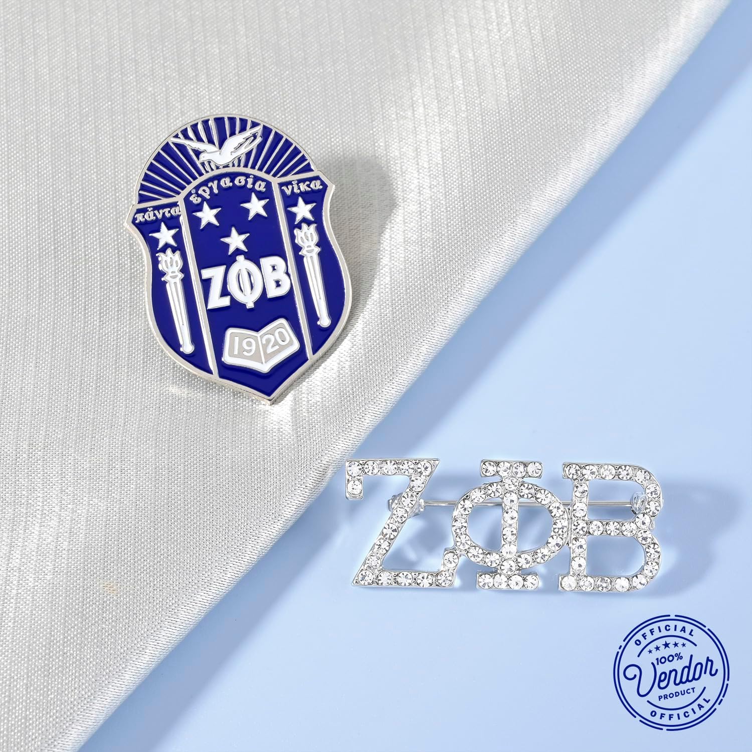 Zeta Phi Beta Sorority Paraphernalia - Official Vendor - Set of 2 Lapel Pins - Enamel and Rhinestone - Image 4