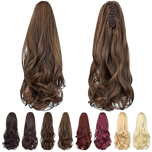 Miniatura 7 de Brown ponytail extension,16" claw clip hair extensions ponytail short curly hair ponytail Extension Natural Looking Synthetic Hairpiece for Women