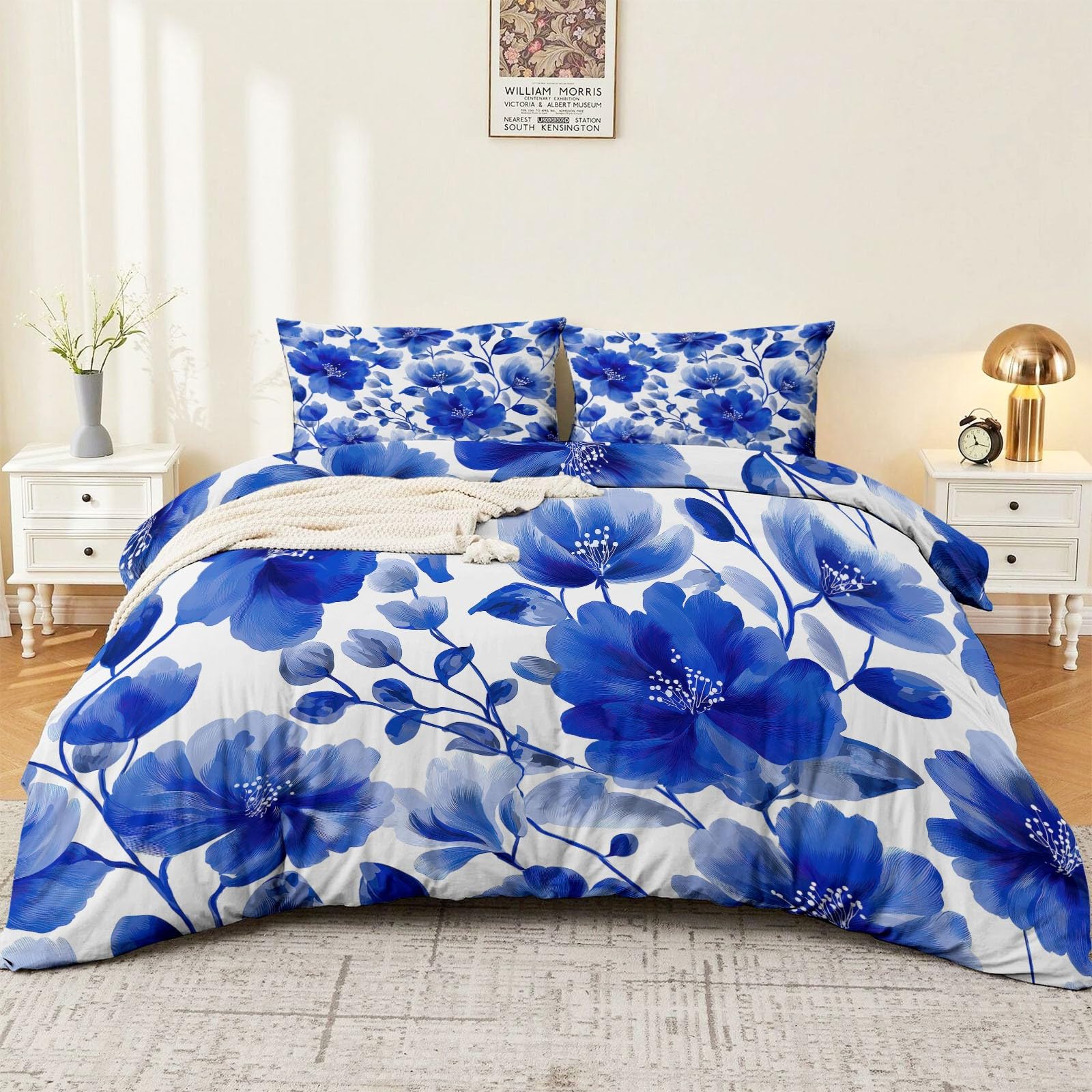 Parure de lit motif lotus bleu de qualité supérieure pour adulte