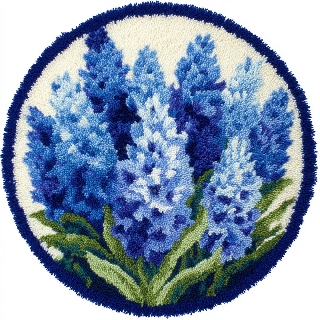 Kitquiver Knüpfteppich Set Groß Blaue Hyazinthe 60x60cm | Blumen Diy Knüpfhaken Set Für Erwachsene，Geschenk Für Familie Und Freunde，Handarbeit Geschenk