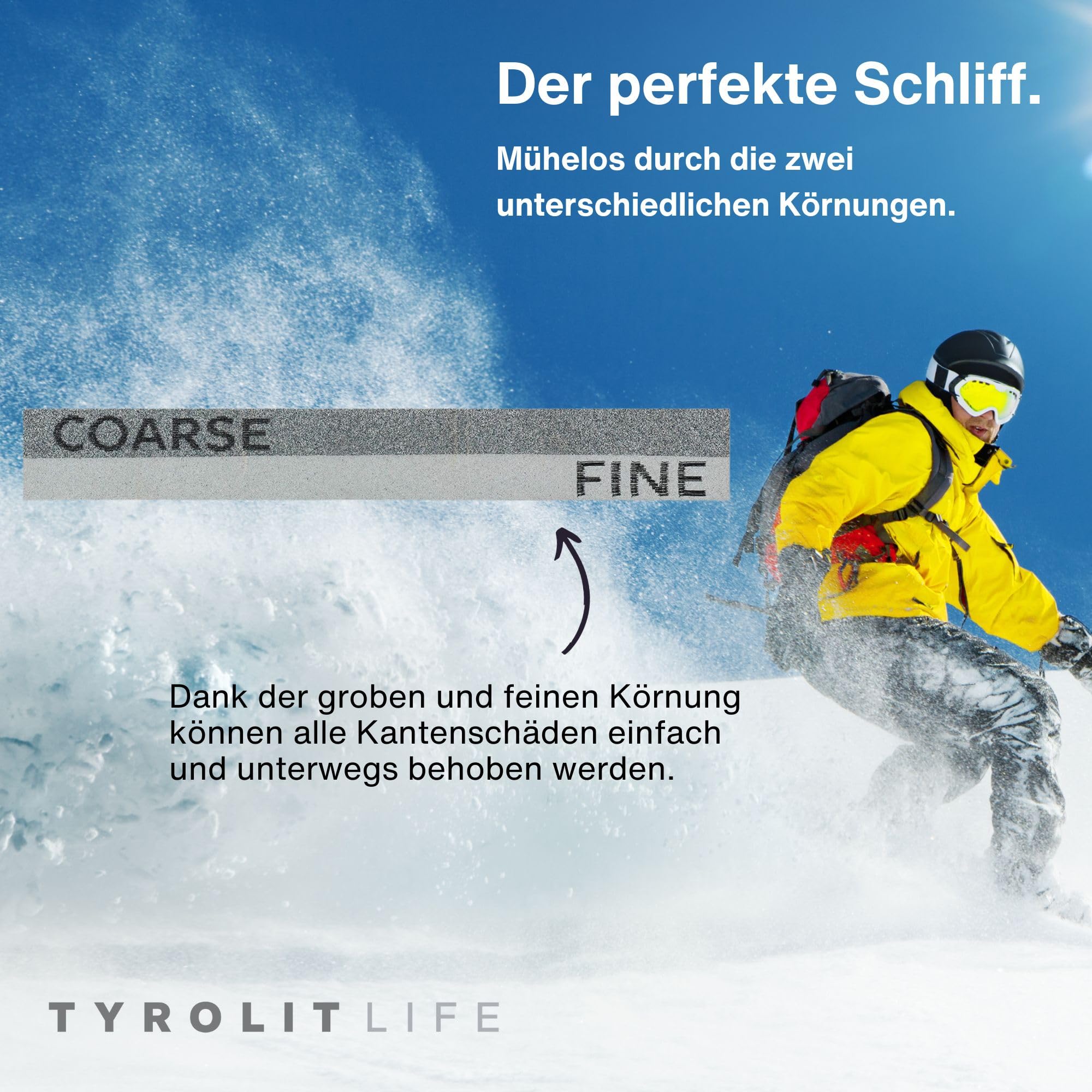 Tyrolit Lima combinata in ceramica Life per alte prestazioni Snow Board e sci – Lima per bordi da sci di alta qualità in ceramica per bordi ristabiliti con precisione – levigatrice bordi per