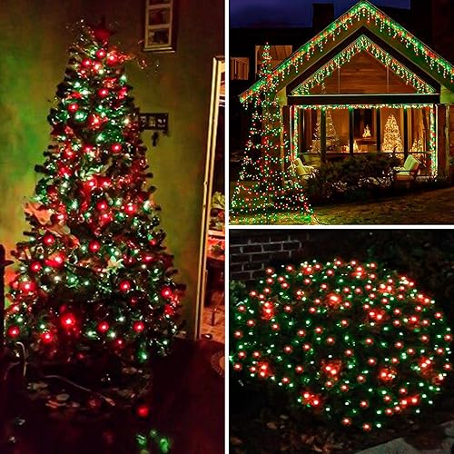 Miniatura 6 de Guirnalda de 200 luces LED de Navidad conectables mejoradas para exteriores e interiores, luces de Navidad rojas y verdes de 66 pies, 13 modos,