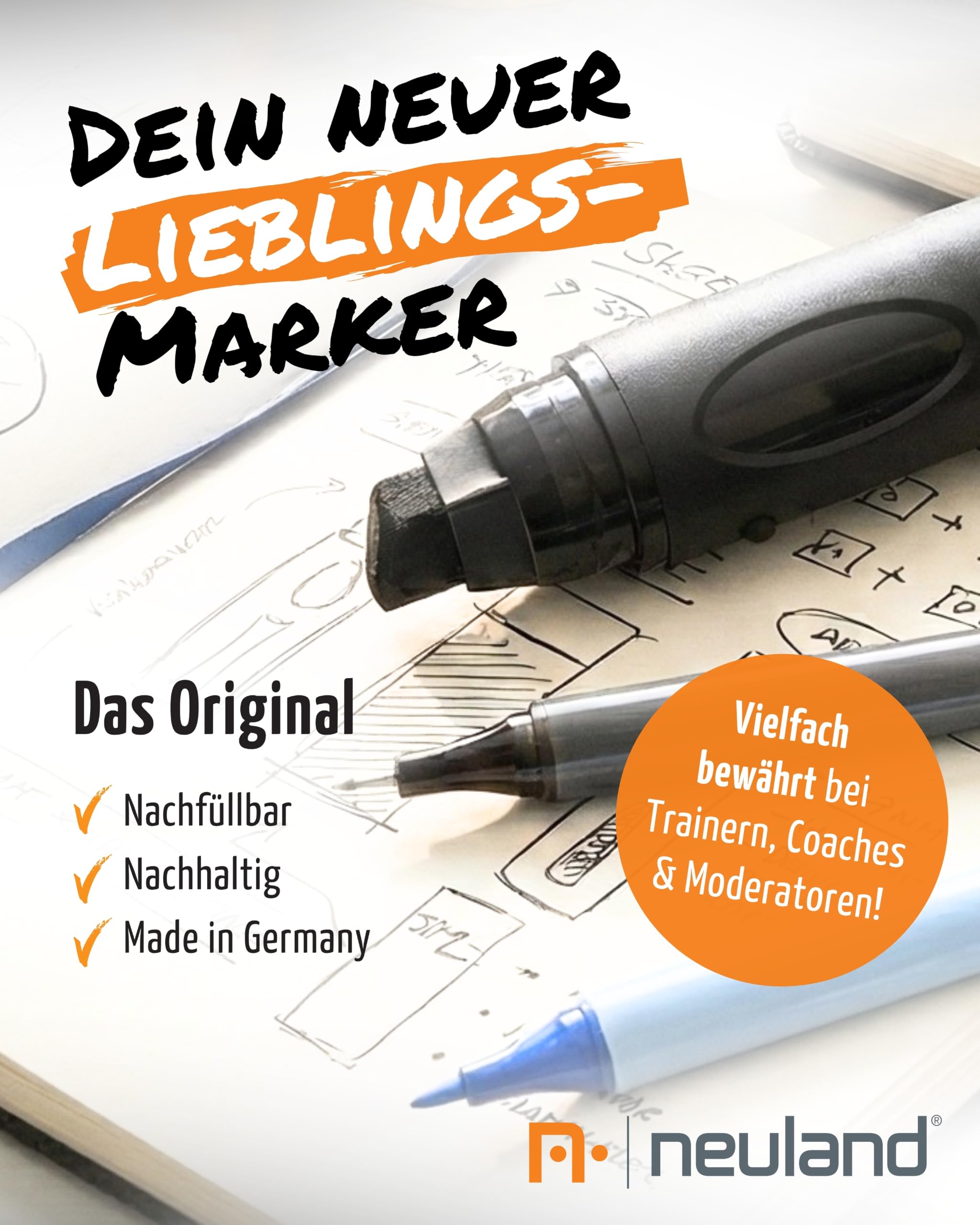 Neuland Marker Starterkit I 8er Mix Set mit verschiedenen Spitzen & Farben I Nachfüllbare & ergonomische Moderationsmarker, Outliner & Fineliner für kreative Visualisierung & Workshops