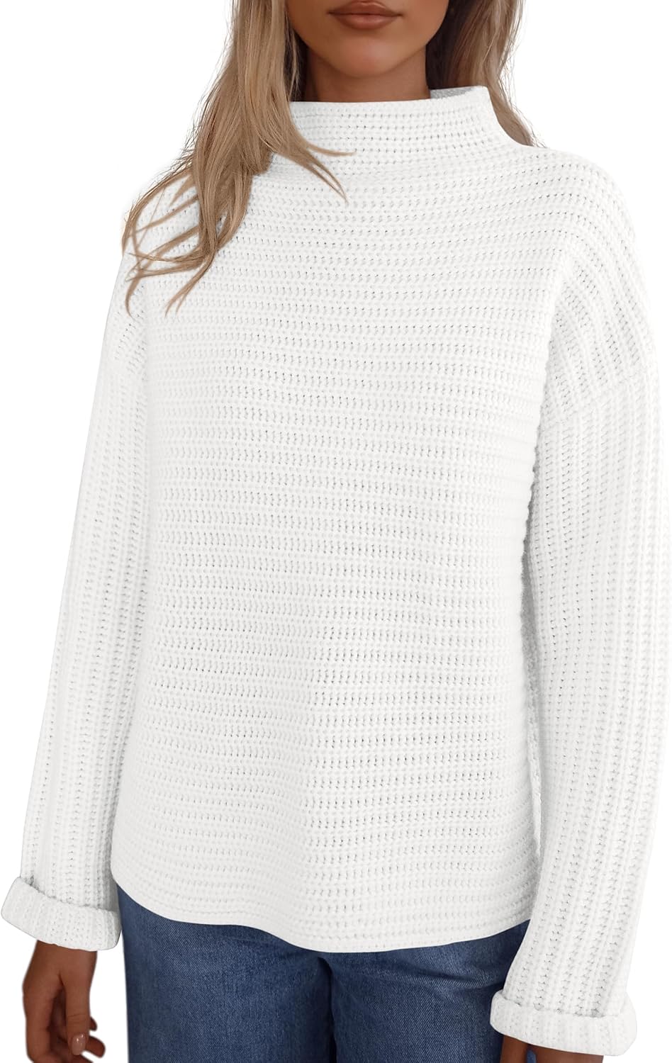 PRETTYGARDEN Womens Sweaters Fall Fashion 2025 Oversized Long Sleeve Mock Neck Chunky Knit Pullover Tops Winter Clothes