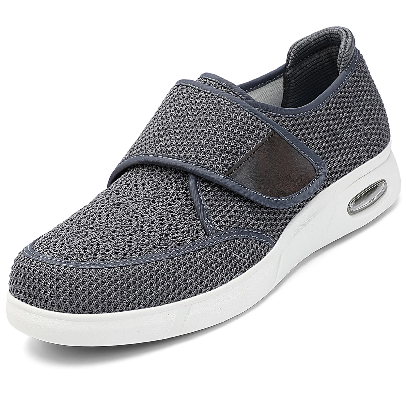 Zapatos para Pies Planos Hombre Zapatillas Cómodas Ancho Especial OrtopéDicos Caminar Adulto Sanitized Ajustable Edema hinchados Extra Ancha,Gris,45 EU