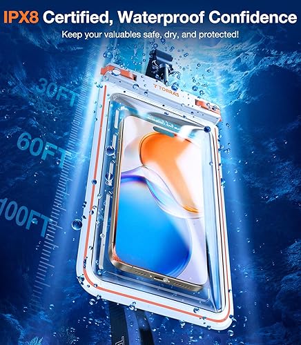 Miniatura 7 de TORRAS IPX8 - Funda impermeable para teléfono flotante, pantalla subacuática táctil, a prueba de agua con cordón para iPhone 17 Pro Max 16 S25,