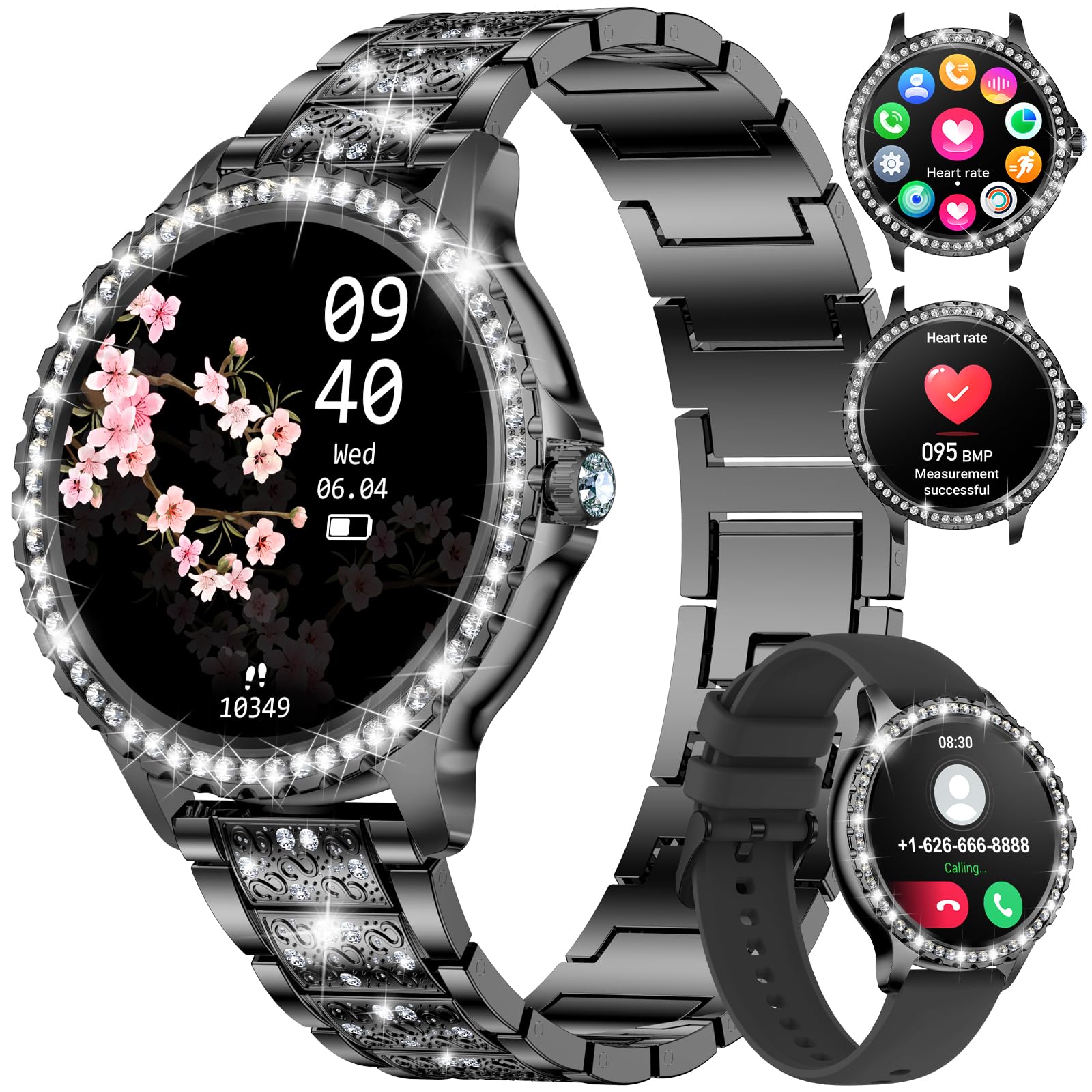 LIGE Smartwatch voor Dames Diamant met Telefoonfunctie Melding Spraakassistent 1,19 Inch Klein AMOLED Touchscreen Fitnesstracker Android iOS Compatibel IP68 Waterdicht Sporthorloge