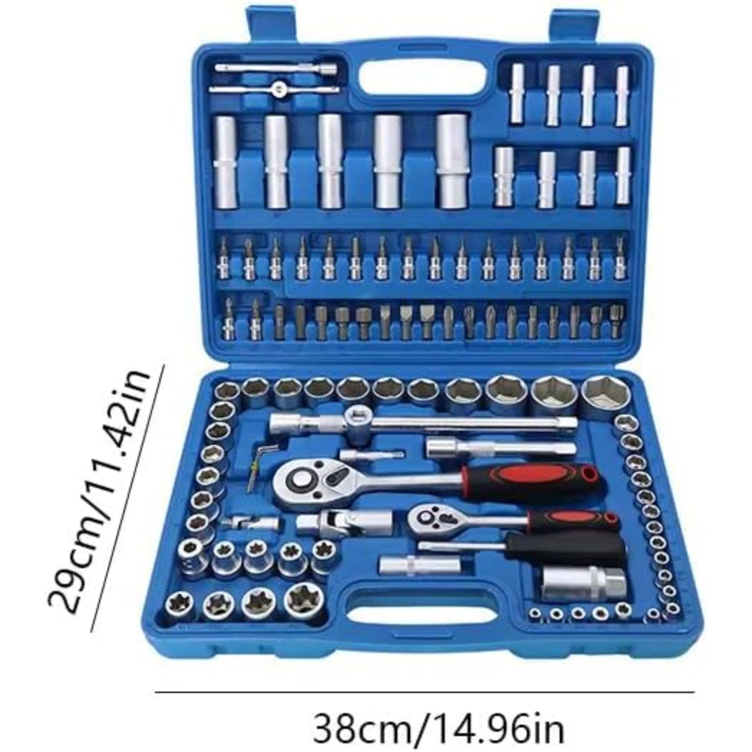 YASTA Set Di Chiavi A Bussola e Chiavi A Cricchetto Con Valigetta 108 Pezzi Set Bussole Cricchetto Cacciavite Attrezzi Per Meccanico e Fai Da Te