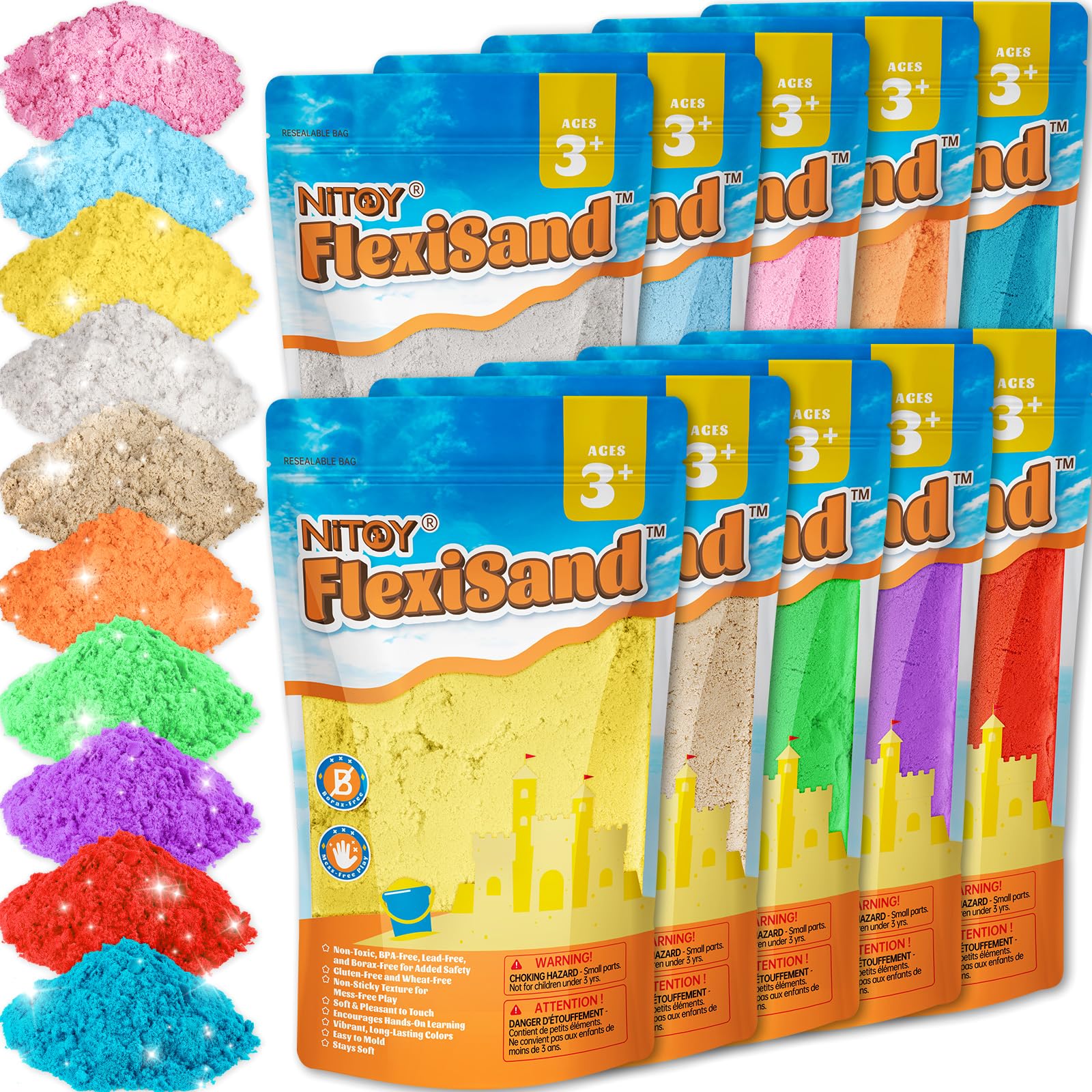 Amazon.com: NiToy FlexiSand Value Pack 19lbs of 10 Colored