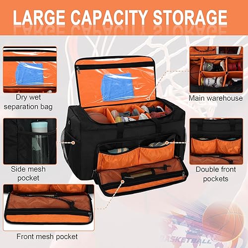 Miniatura 3 de TORIBIO Bolsa de lona deportiva Bolsa de gimnasio Bolsa de viaje deportiva, Negro -, Viajes