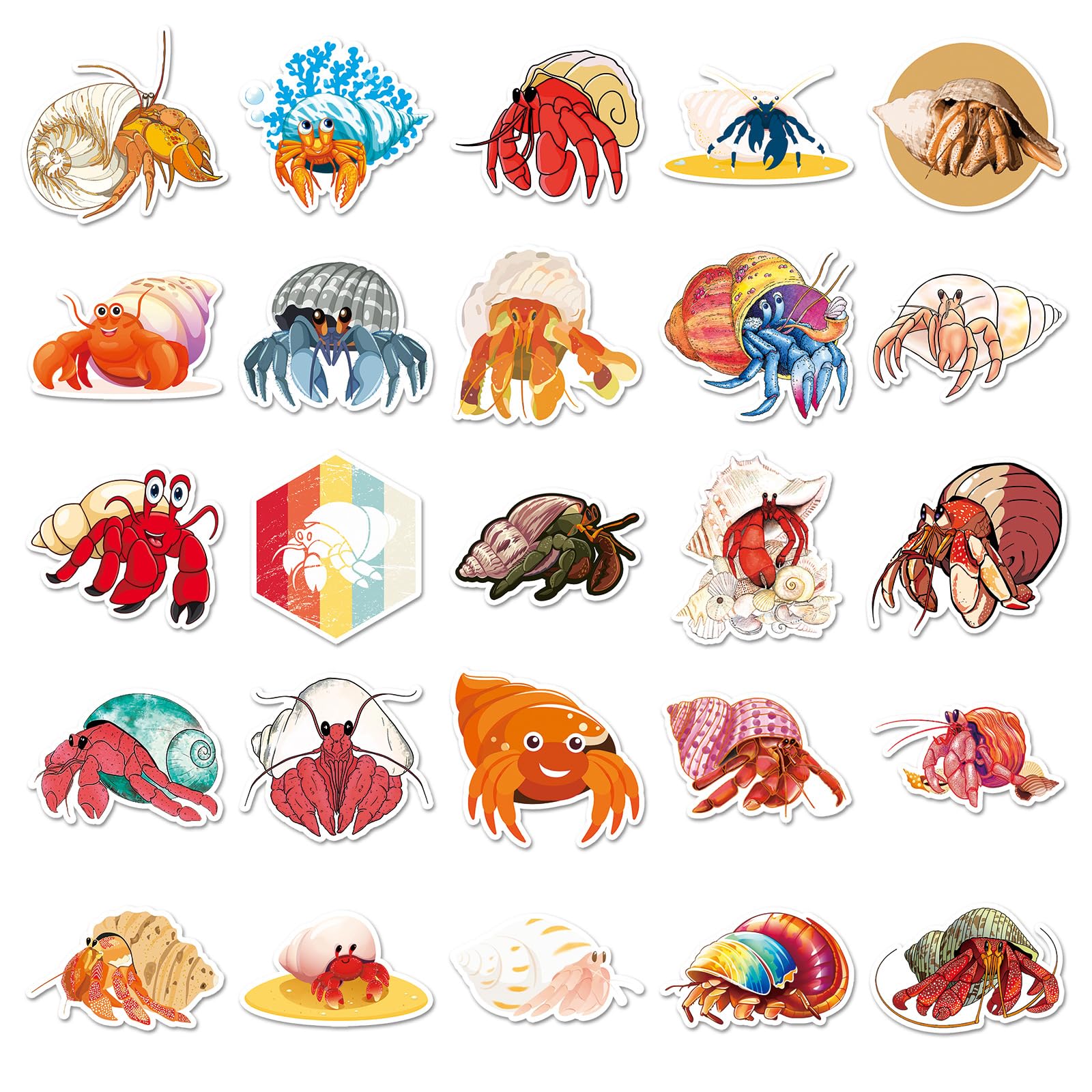 50 Pcs Crab Vinyl Stickers,Crab Graffiti Stickers,Vinyl Waterproof Sticker for Kids Teens Girls,for Phone Laptop Bottles Skateboard Computer Phone Luggage Guitar Gifts Sticker - Image 4