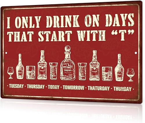 Miniatura 10 de Putuo Decor Letrero de barra para el hogar, letrero de metal retro, con texto en inglés «My Happy Place Bar Open», 12 x 8 pulgadas My happy place