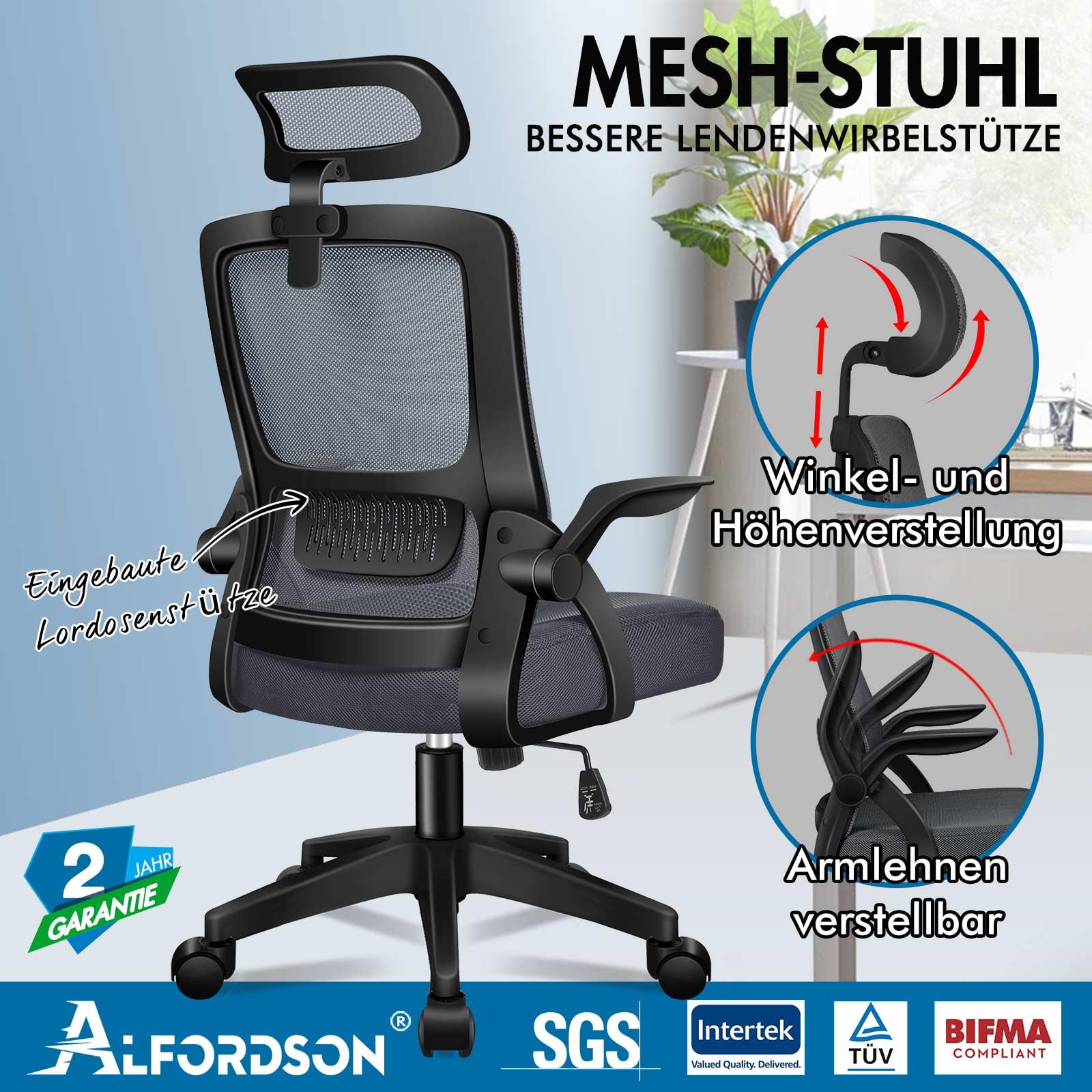 ALFORDSON Ergonomischer Bürostuhl, Verstellbare Le Produktbild-Vorschau 9