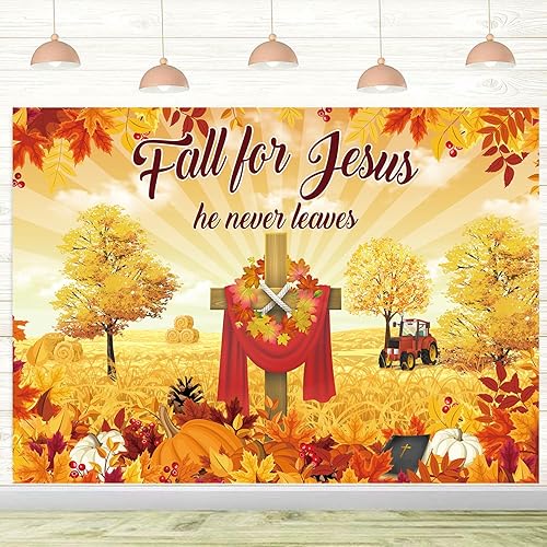 Miniatura 7 de Fondo de fotografía de otoño para Jesús, Acción de Gracias, con el texto "He Never Leed", hojas de arce, calabaza, girasol, amigos, religión