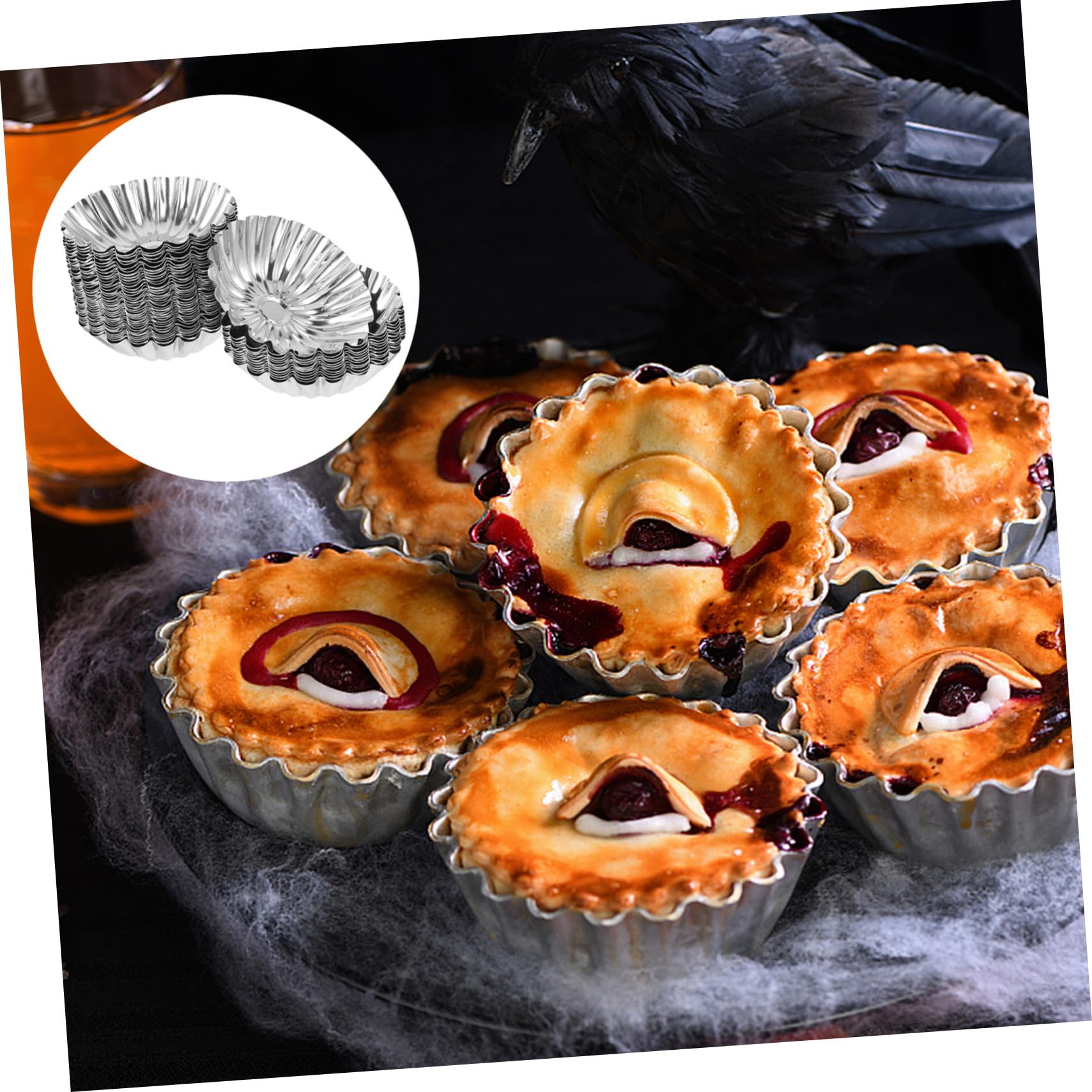Zerodeko Moldes de Acero Inoxidable Reutilizables 50 para Tartaletas de Huevo, Moldes Decorativos para Tartas Pequeñas para Hotel y Pastelería
