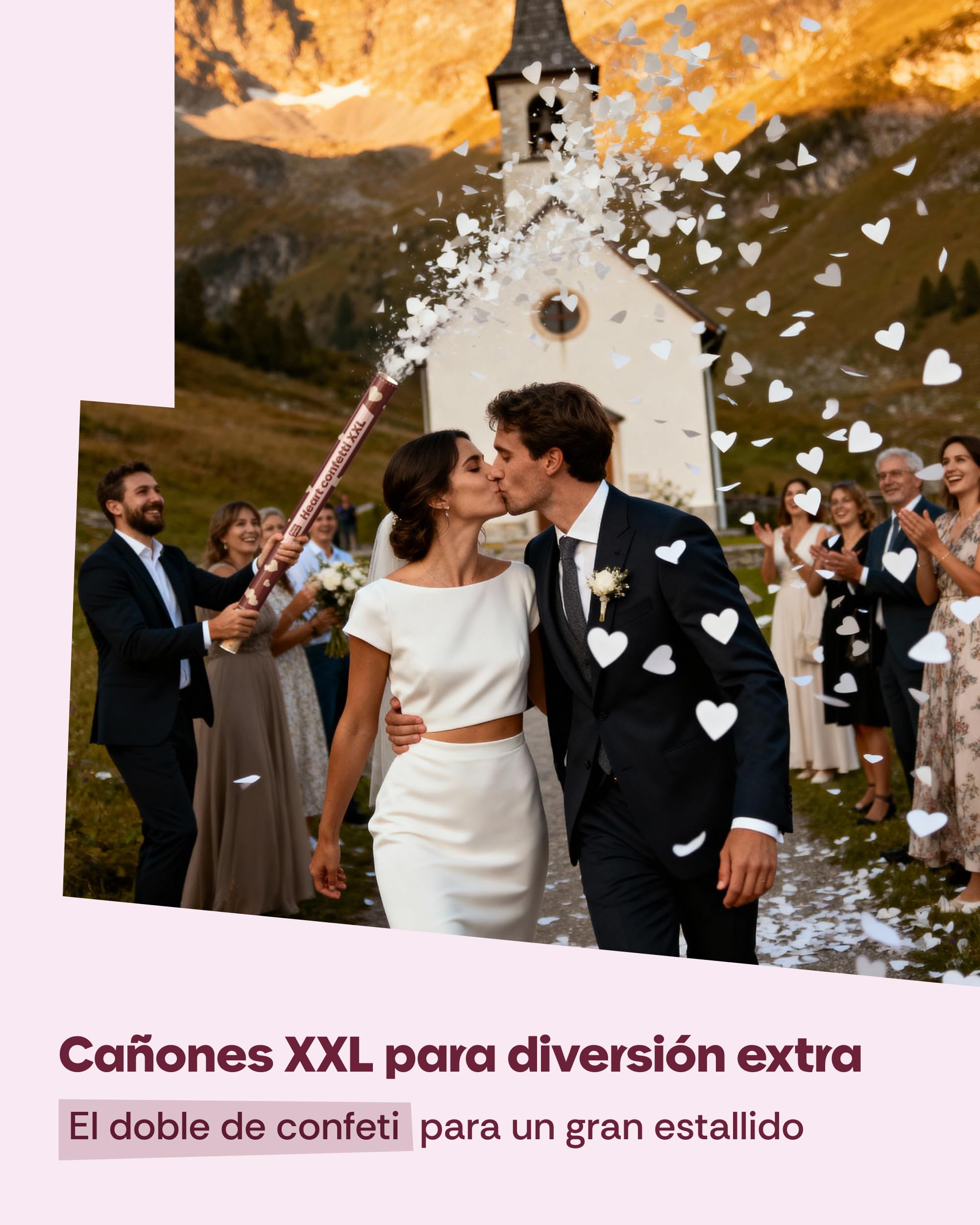 5 Cañones de Confeti Boda 80 cm Corazones – Confeti Cañon XXL