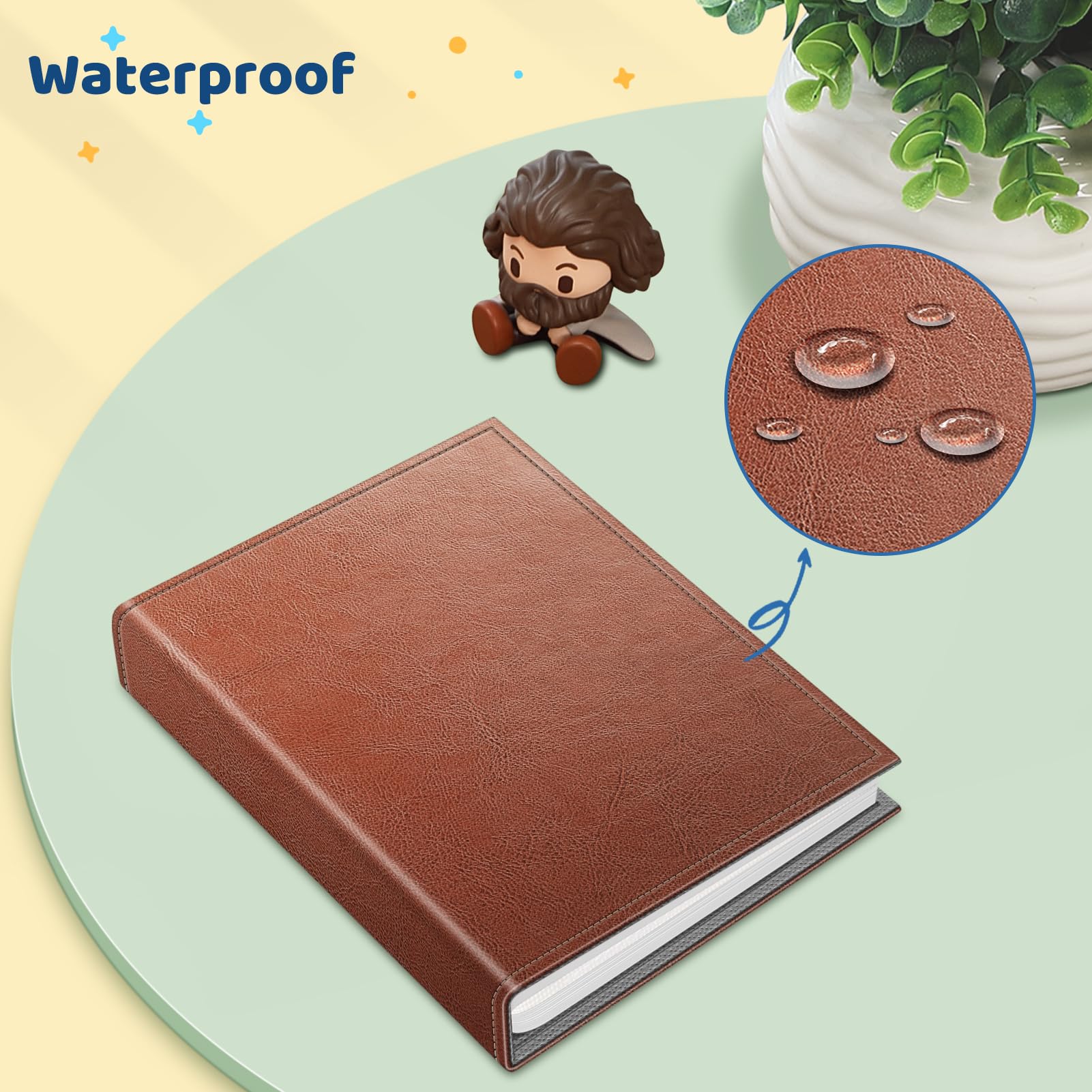 Mini 4x6 Photo Album - 68 Pockets, Vegan Leather Cover, Portable Wallet-Style For Memories & Travel (Brown)