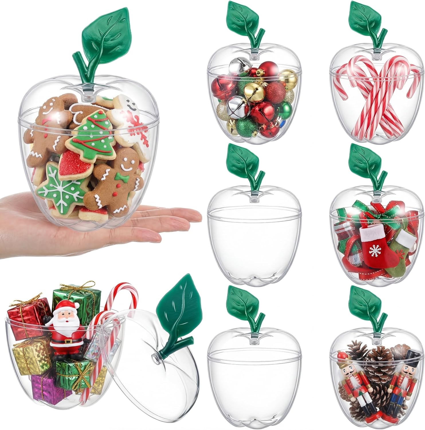 Chunful 12 Pcs Large Plastic Apple Container Back to School Candy Boxes for Teacher Appreciation Gifts Bulk 6.1 x 4.3 Inch Apple Shaped Candy Jars for Classroom Wedding Snow Party Decor Favor (Red)