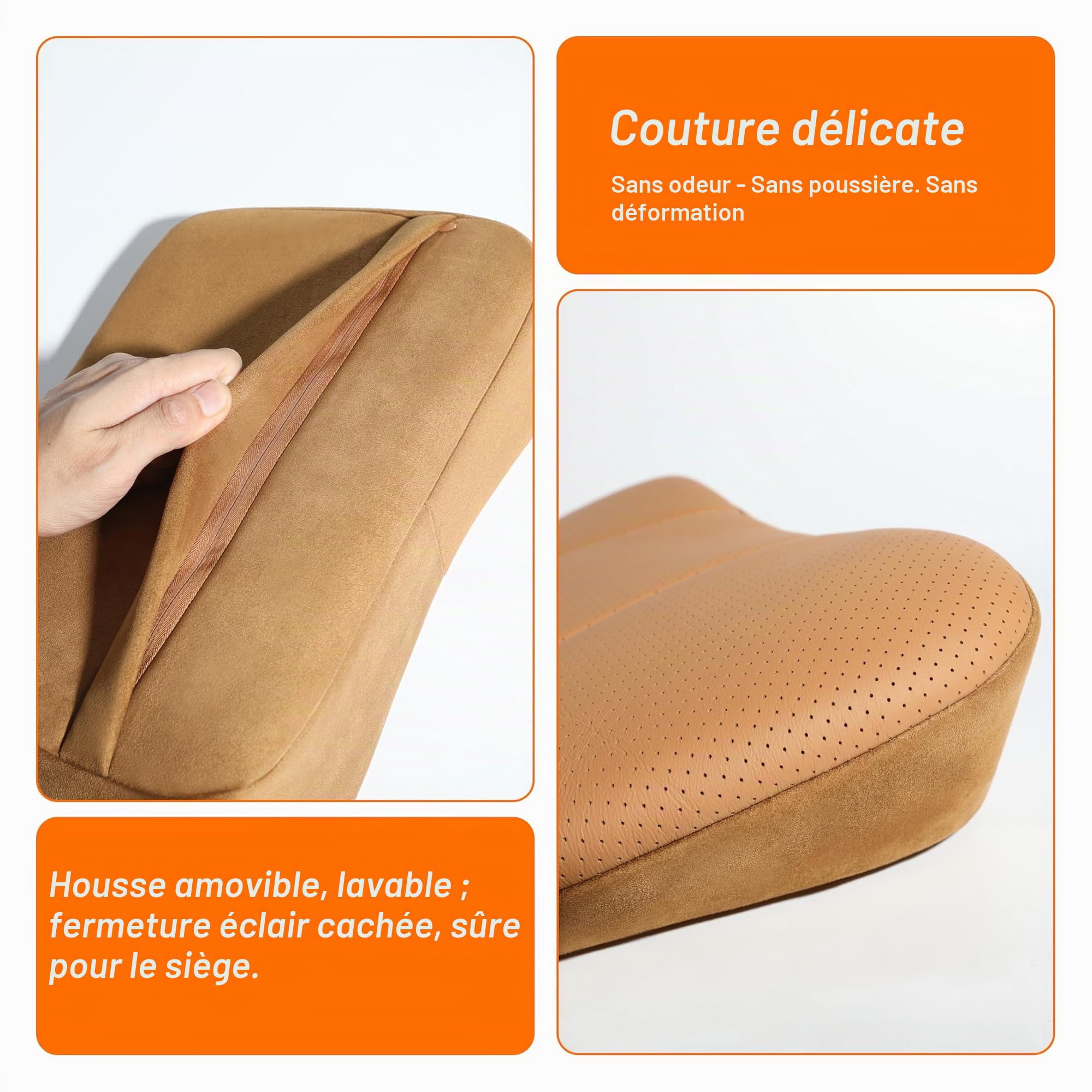1P Cuir de Vache véritable Coussin Lombaire Voiture conducteur,Mousse à mémoire de Forme, véritable Cuir de Vache,Coussin Dorsal reiller Soutien Lombaire,Polyvalent(Gris)