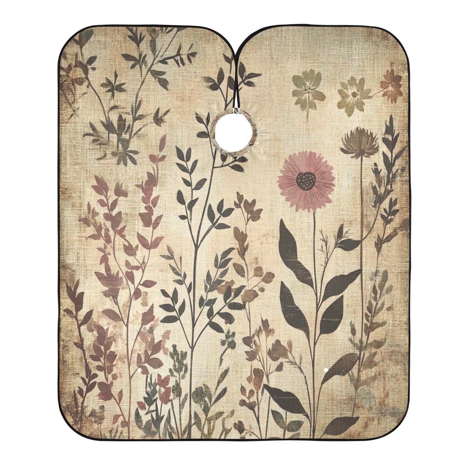 Kigai Herb Wildflowers Hair Cutting Cape for Men & Women Waterproof Barber Cape Professional Hairdressing Salon Styling Apron with Adjustable Closure Snap