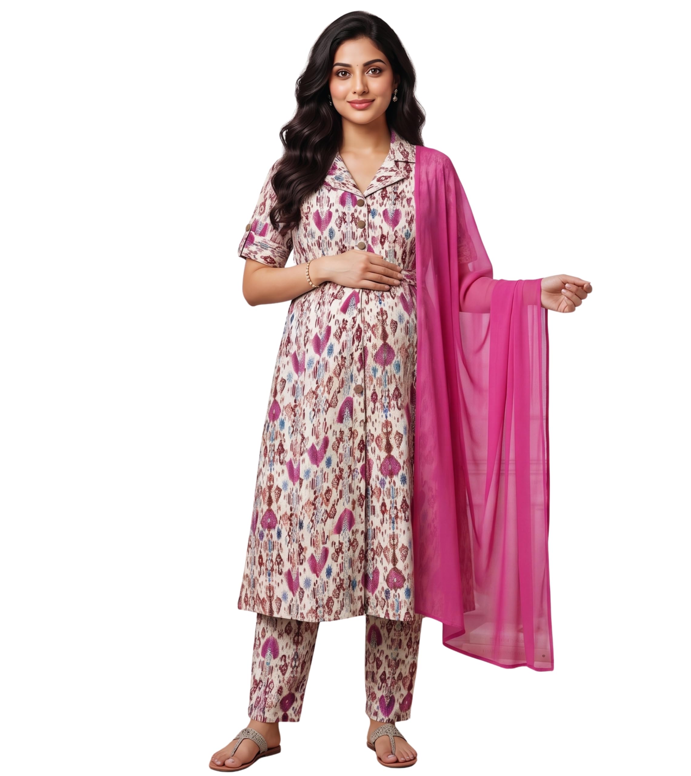 DUMMY SHAPE Feeding Kurtis for Women Cotton Blend | Floral Kurta Pant Coord Set with Nursing Zippers to Pre & Post Pregnancy | Maternity Dresses | Mom to Be Gifts for Pregnant Woman-image-27
