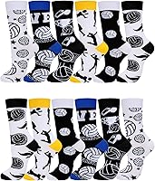 Xaatren 12 Pairs Volleyball Crew Socks - Novelty Sports Socks for Men Women, Combed Cotton Gifts for Volleyball Lovers