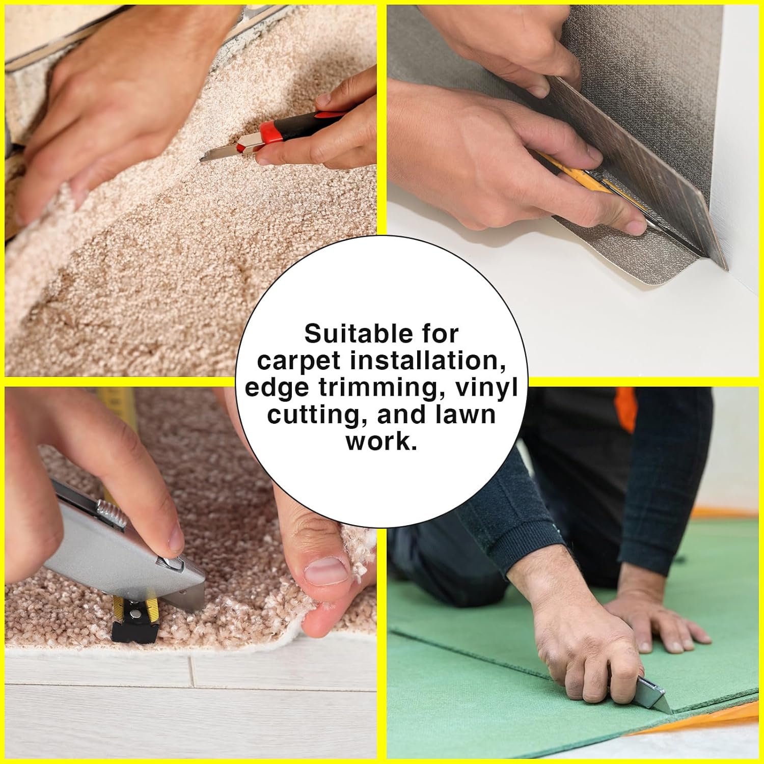 Hicarer 200 Pack Square End Carpet Blades Bulk, 0.02" Thick Utility Knife Blades with Storage Box, Double Edge Sk5 High Carbon Steel Razor Blade Replacement for Carpet, Box Cutter, Drywall, Roofing