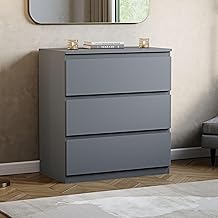 Vida Designs Denver Chest of Drawers (Grey, 3 Drawers)
