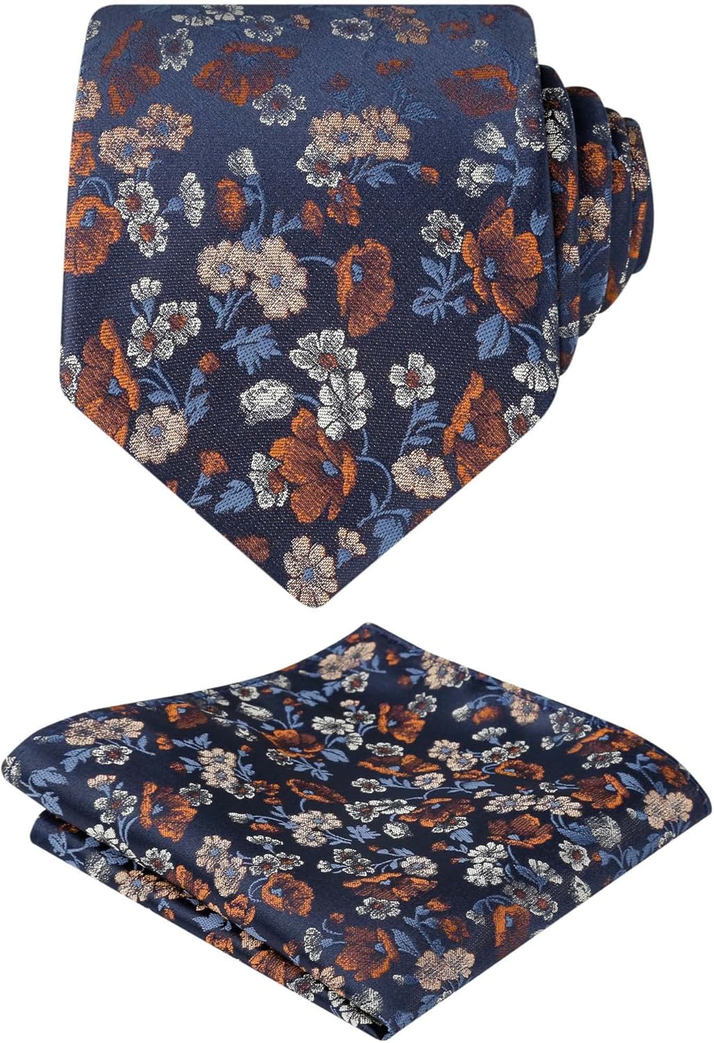 Alizeal Mens 3.15inches Flower Patterned Tie with Floral Printed Pocket Square