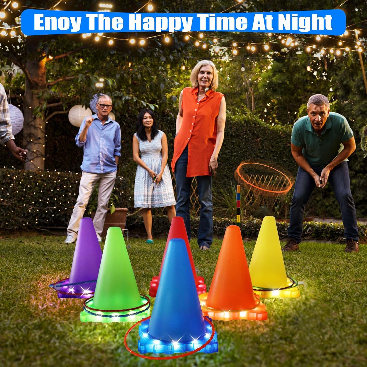VATOS Light Up Wurfspiele Outdoor Spiele Gartenspiele für Kinder 3 4 5 6 Jahre, Ball & Ring & Bean Bag Toss Spiel Set, Wurfspiel Gartenspielzeug Spiele für Draussen Outdoor Spiele Spielzeug für Kinder