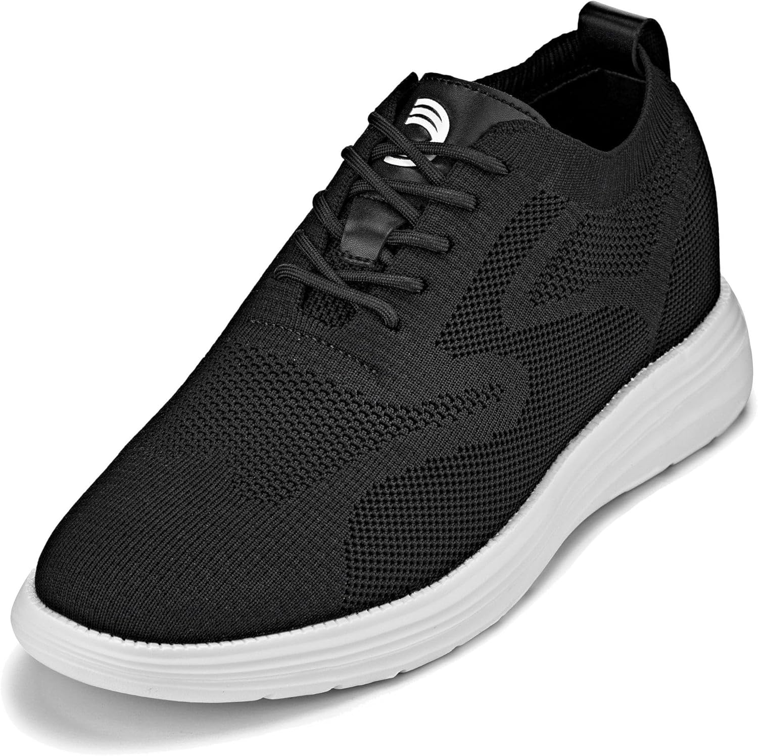 CALTO Men's Invisible Height Increasing Elevator Shoes - Black/White Sole Ultra Light-Weight Lace-up Knitted Sporty Walker - 2.8 Inches Taller - X2632 - Size 9 D(M) US