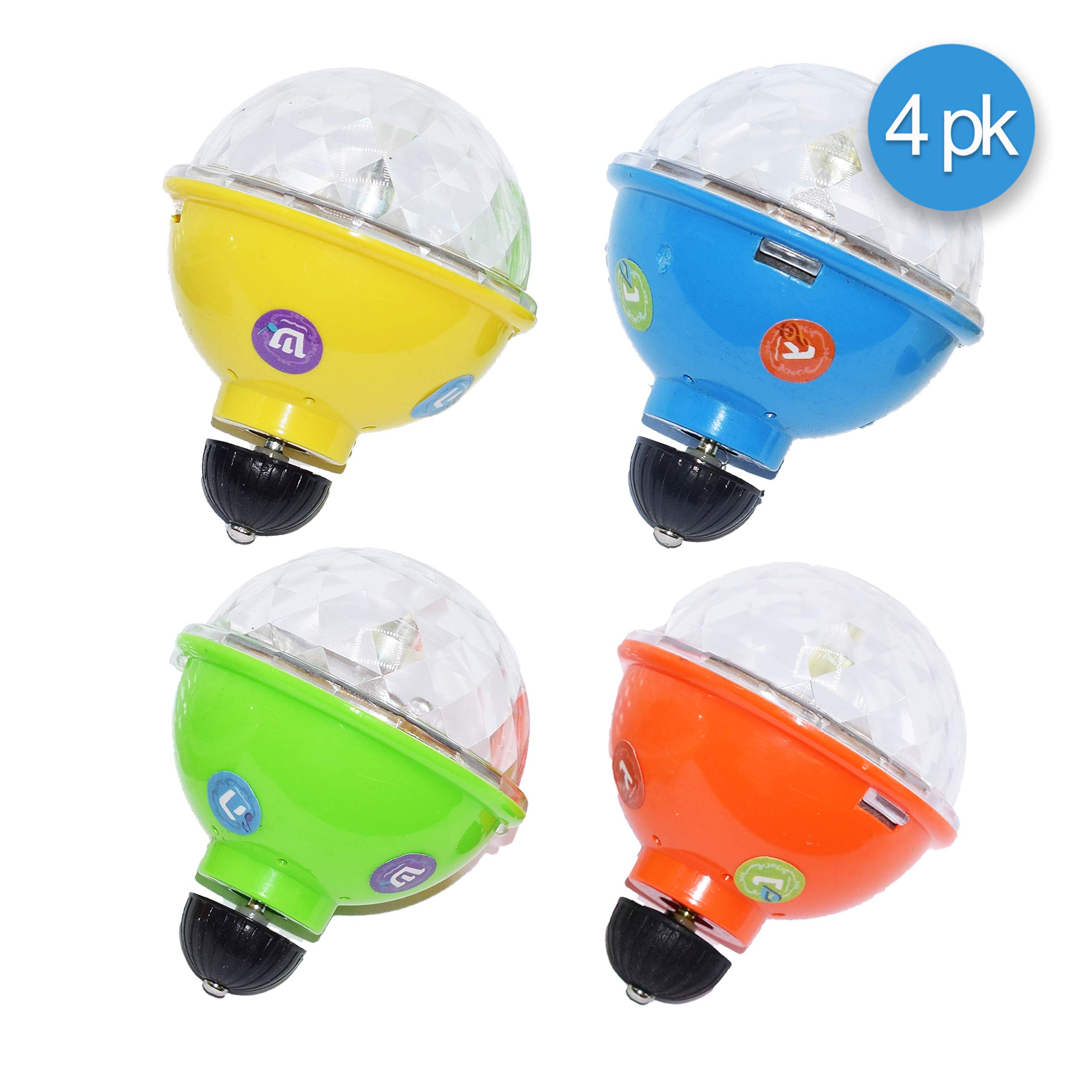 Izzy ‘n’ Dizzy Light Up Dreidel - 4 Pack - Bulb Flashes as it Spins - Flashing Dreidels for Chanukah - Chanukah Toys & Games & Hanukkah Gifts for Kids