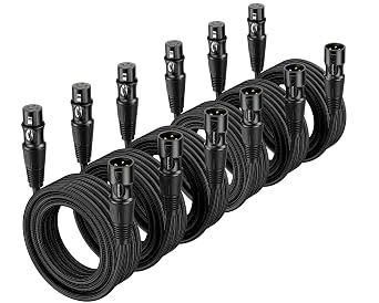 XLR Cable 10ft 6 Packs - Premium Balanced Microphone Cables with 3-Pin Shielded Nylon Braided XLR Male to Female Mic Speaker Cable for Mixer, Speaker Systems