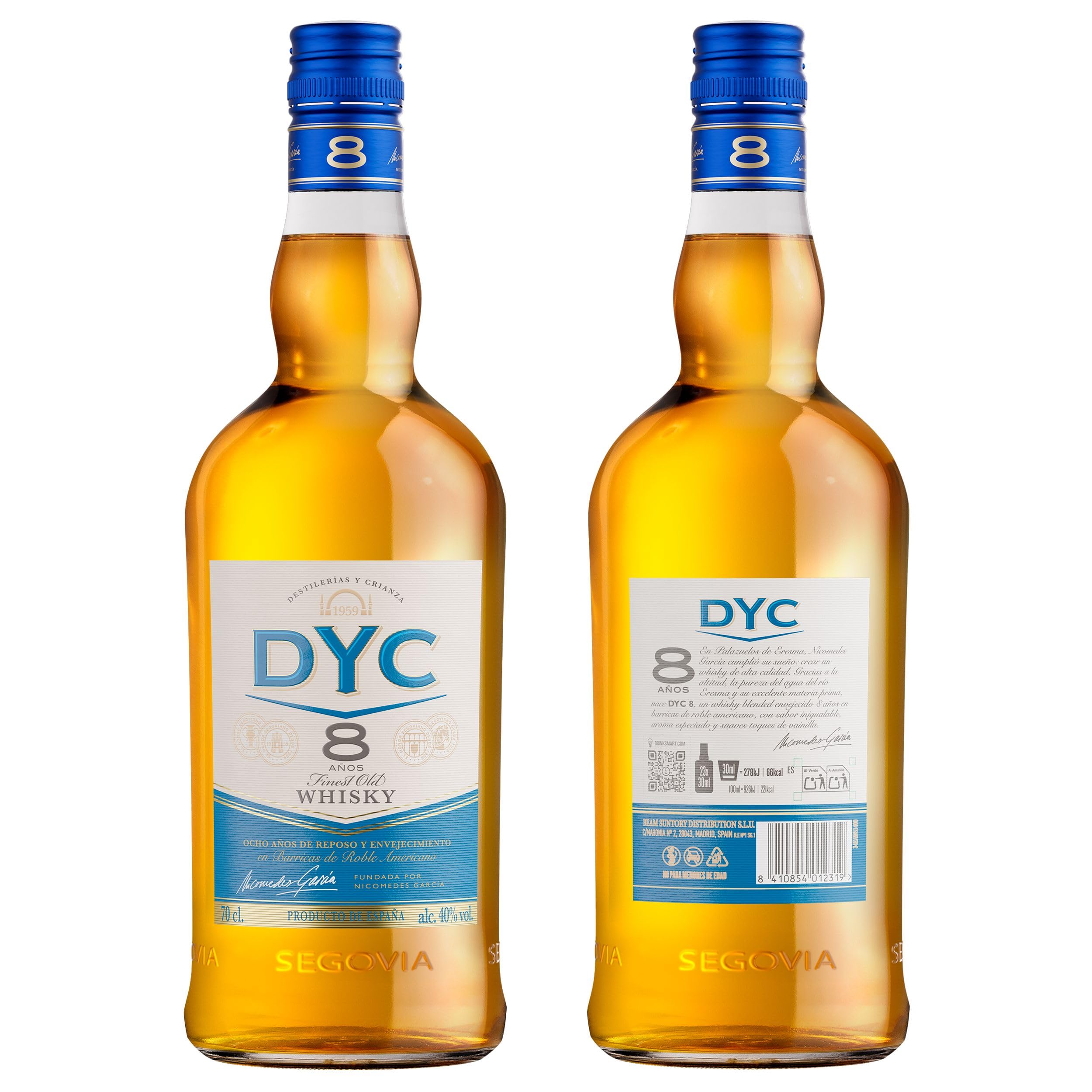 DYC 8 Años Whisky Blended Envejecido en Barricas de Roble Americano 70cl