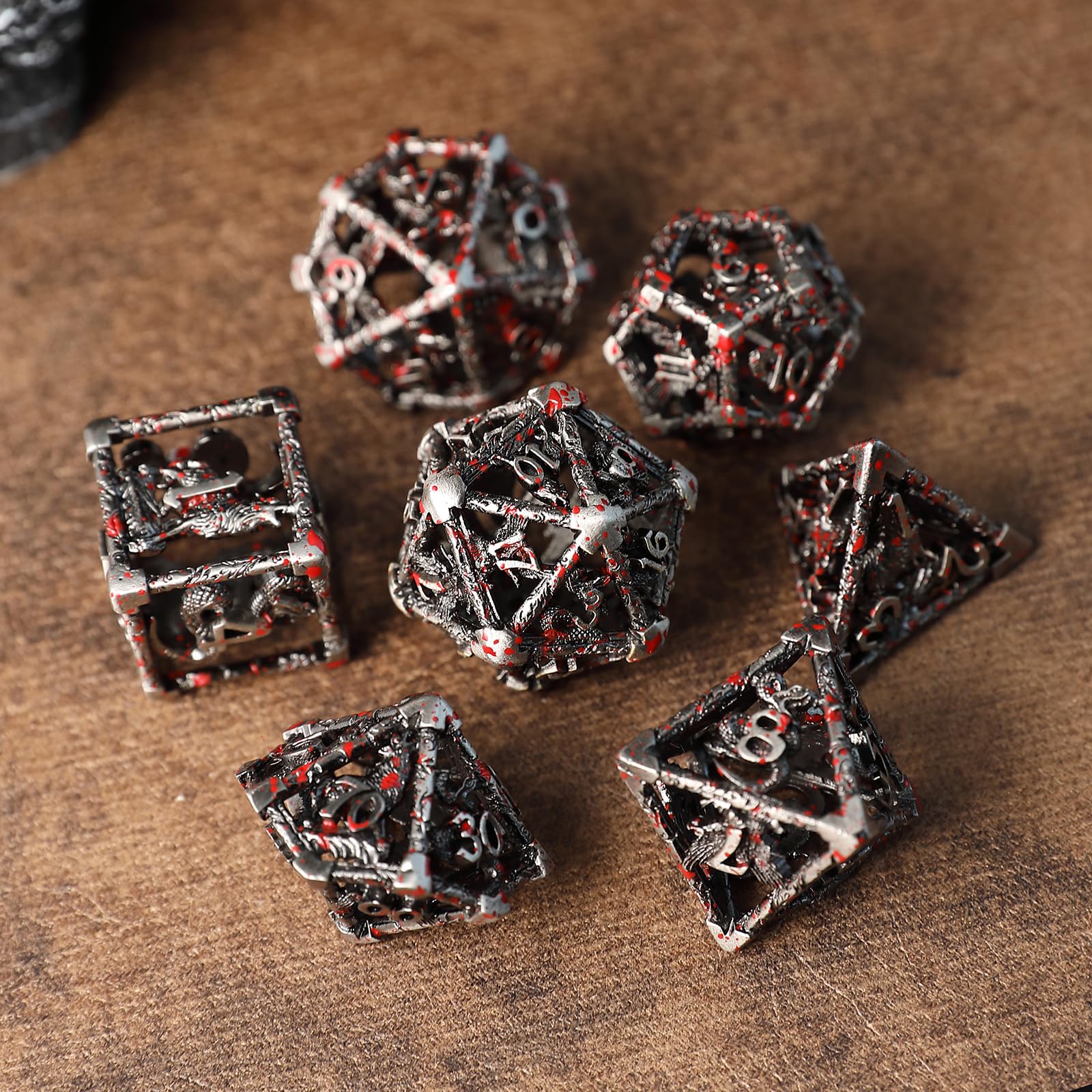 Metal DND Dice Set 7 Hollow 3D Eagle Wolf Snake DND Dice Polyhedral Dice D20 D12 D10 D% D8 D6 D4 for Dungeons & Dragons RPG Board Table Games RPG MTG Games