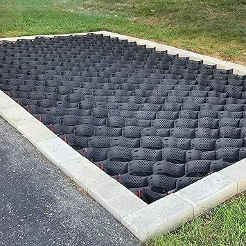 LXLZYXSF 2" 4" Tall Gravel Parking Pad Geogrid, 3.2/6.5/10/13/16/19.7 ft Wide Sand/Soil Retainer Grid, HDPE Material Ground Grid for Garden Patio Color 4in high, Size 10x19.7ft/3x6m