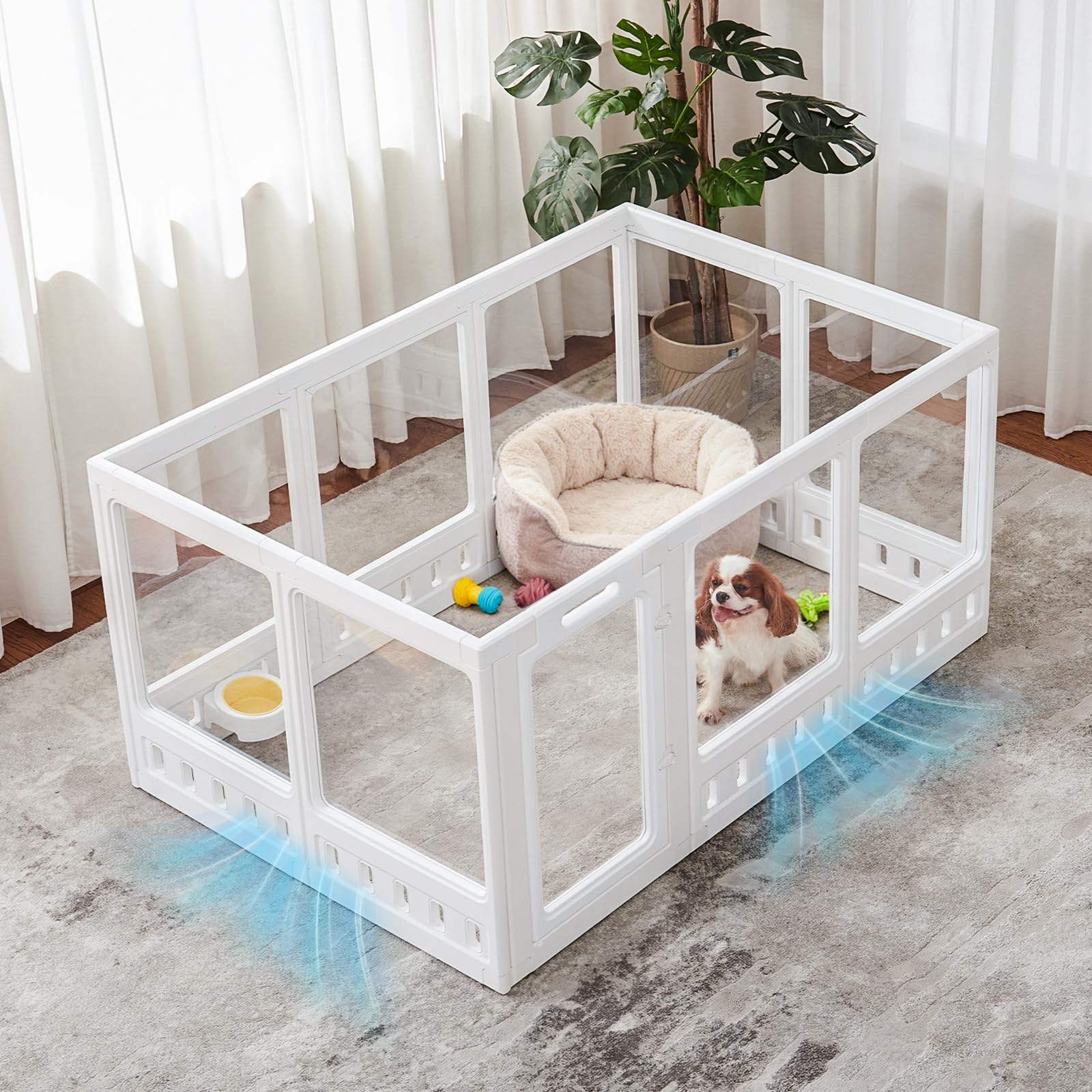 Clear-air Dog Playpen Indoor Acrylic Pen, 24" H, White, 10 Panels