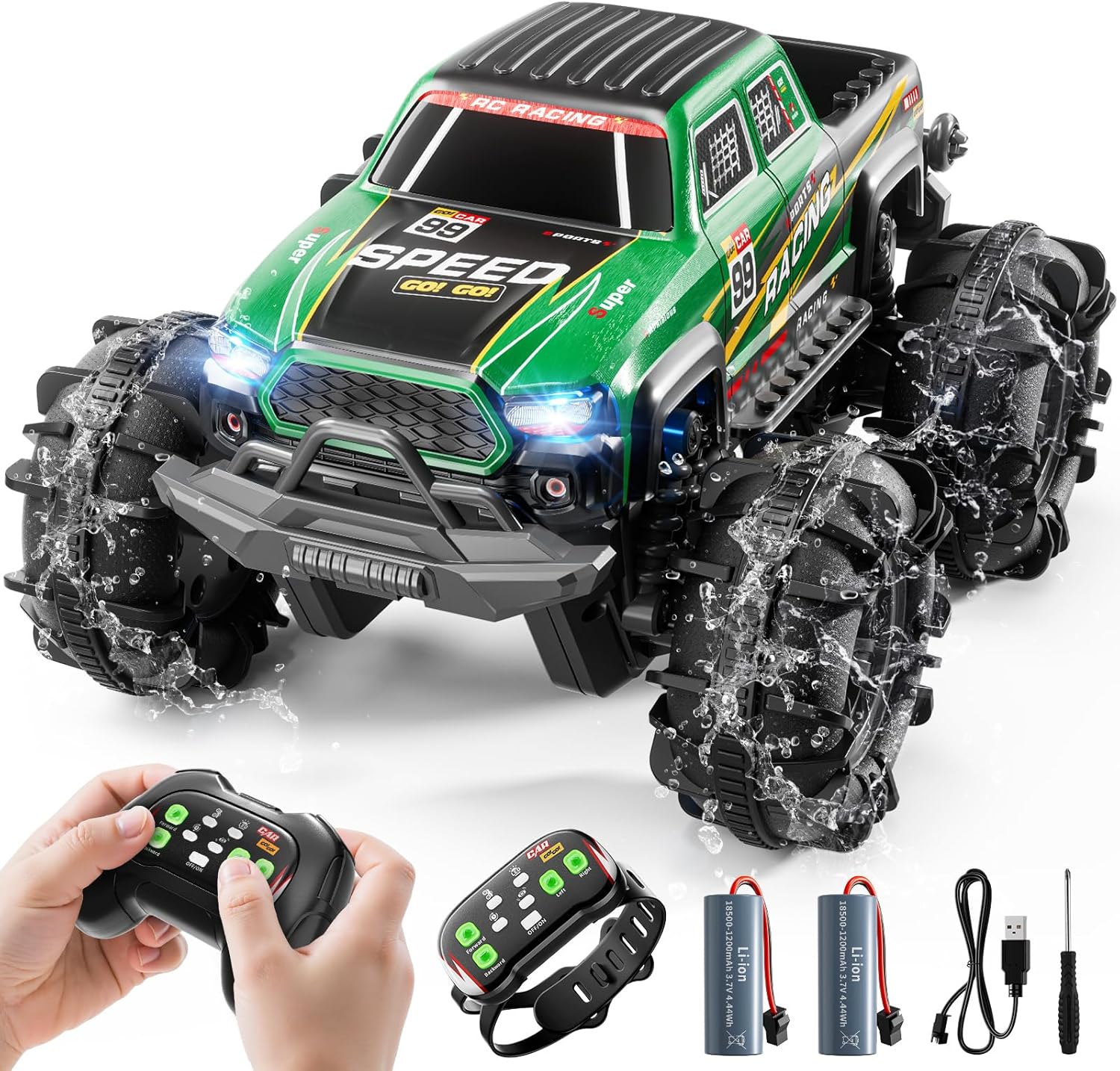 PEADUCK Remote Control Car for Kids Ages 6-12, All-Terrain RC Truck with Spray & Light, 360° Flips, 2.4GHz, Remote Control Monster Truck Off-Road RC Cars for Kids Boys Age 3 4 5 6 7 8 9 10 11 12