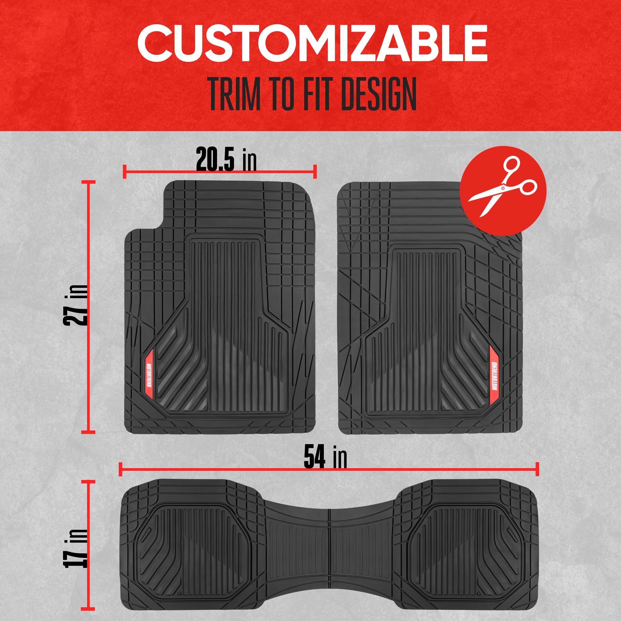 Motor Trend AdventureMax Car Floor Mats Full Set - Durable Rubber Floor Mats for Cars with Debris Capture — view 4